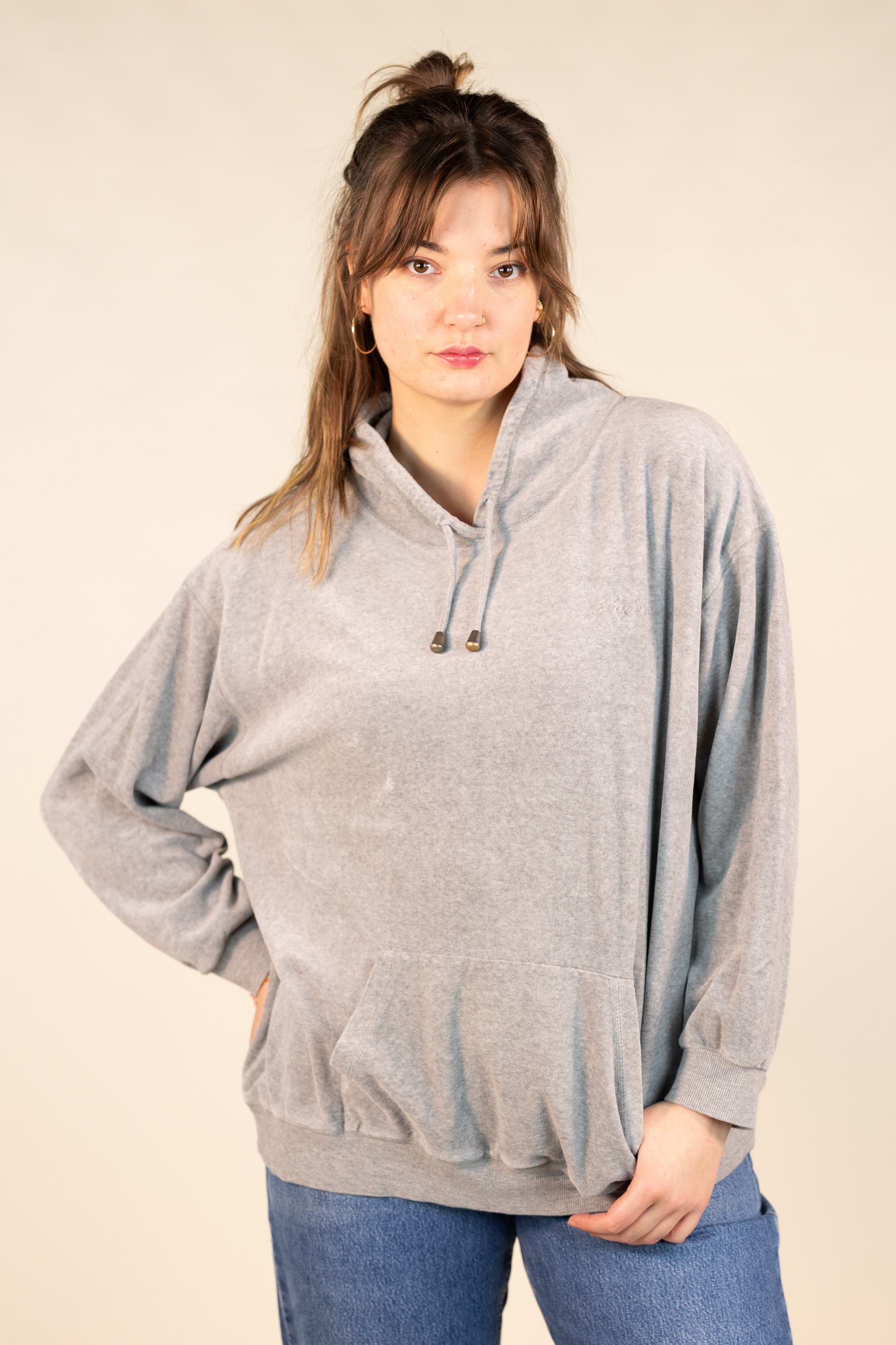 Grey Velour Sweater