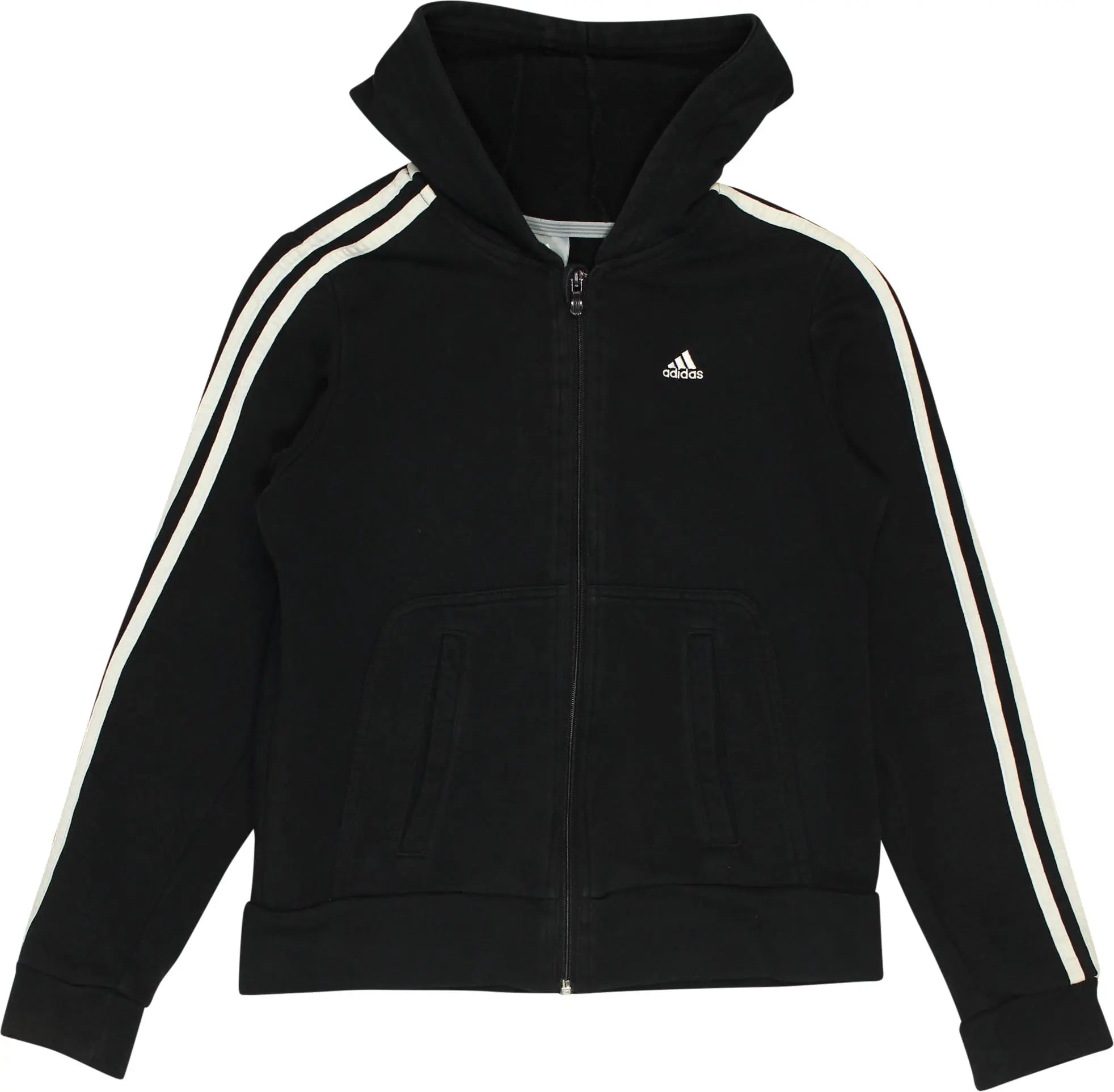 Adidas - Black Zip-up Hoodie by Adidas- ThriftTale.com - Vintage and second handclothing