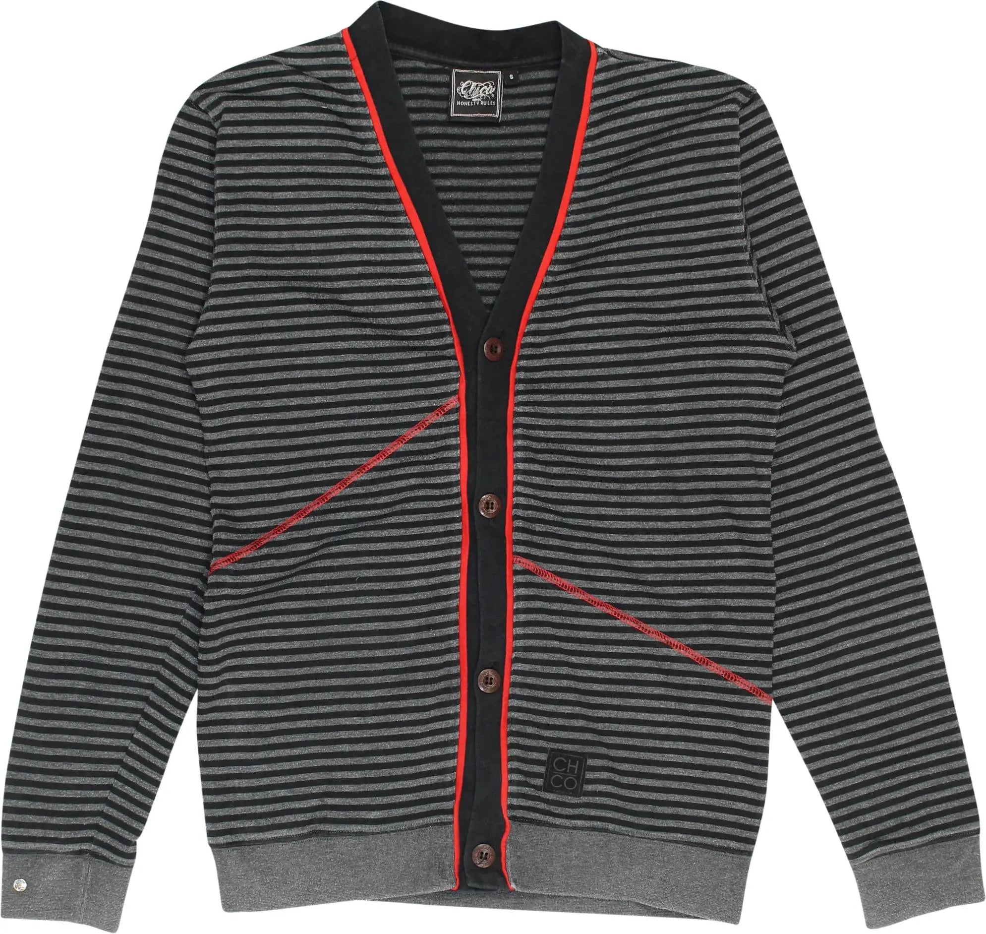 Chico Clothing - Grey Striped Cardigan- ThriftTale.com - Vintage and second handclothing