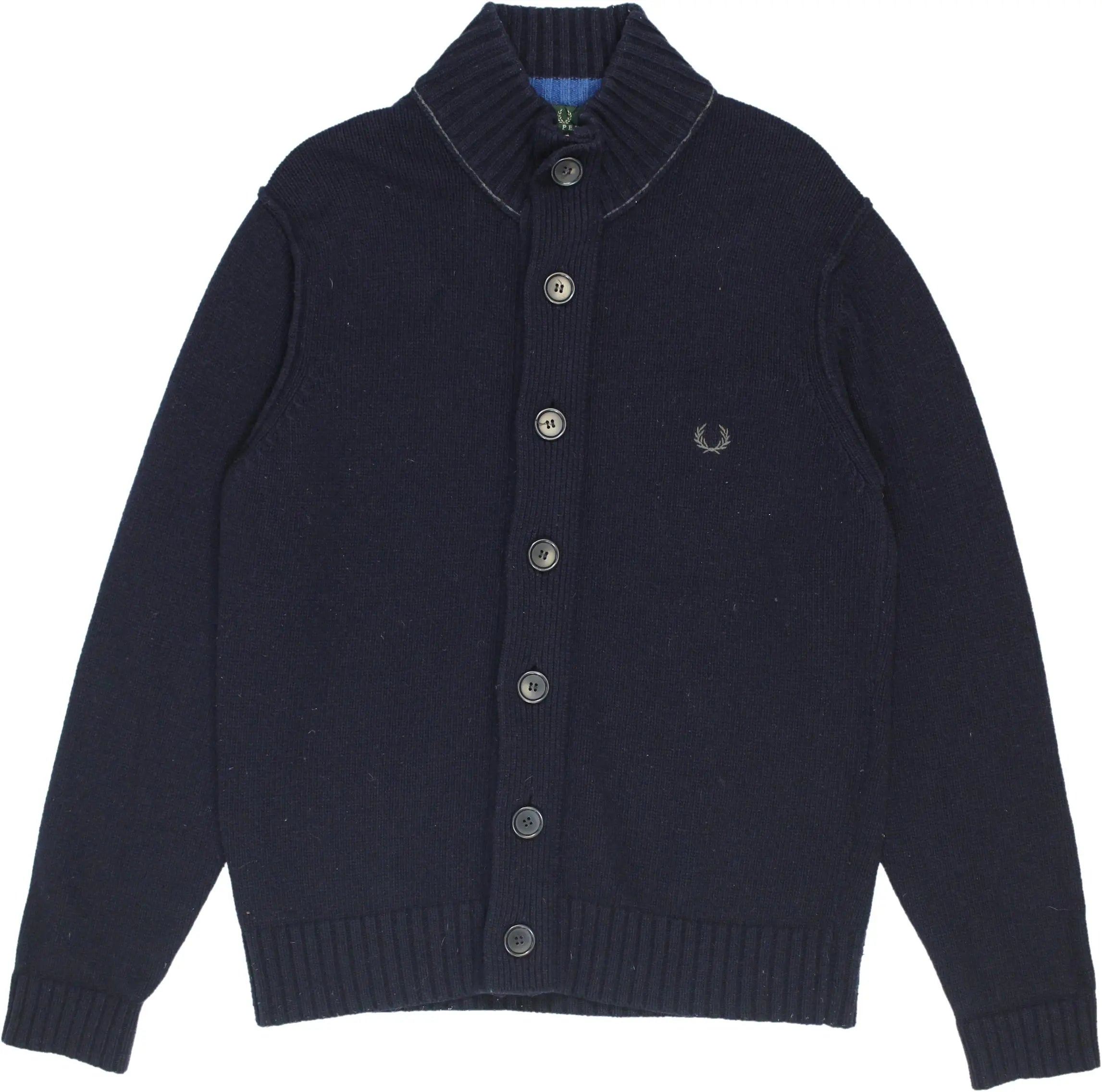Fred Perry - Blue Cardigan by Fred Perry- ThriftTale.com - Vintage and second handclothing