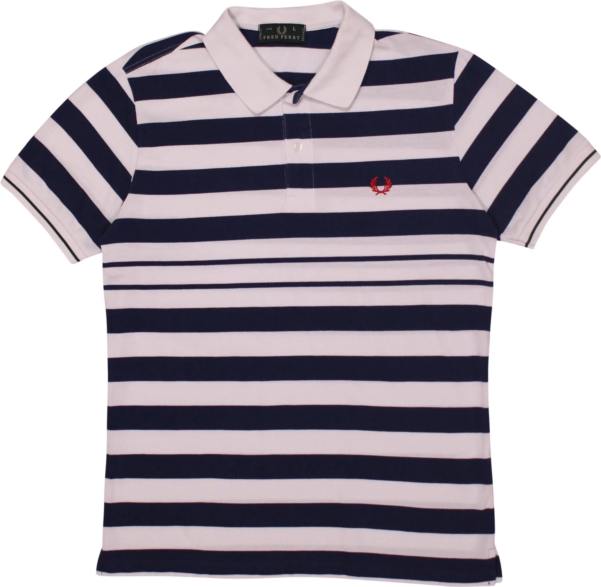 Fred Perry - Blue Striped Polo Shirt by Fred Perry- ThriftTale.com - Vintage and second handclothing