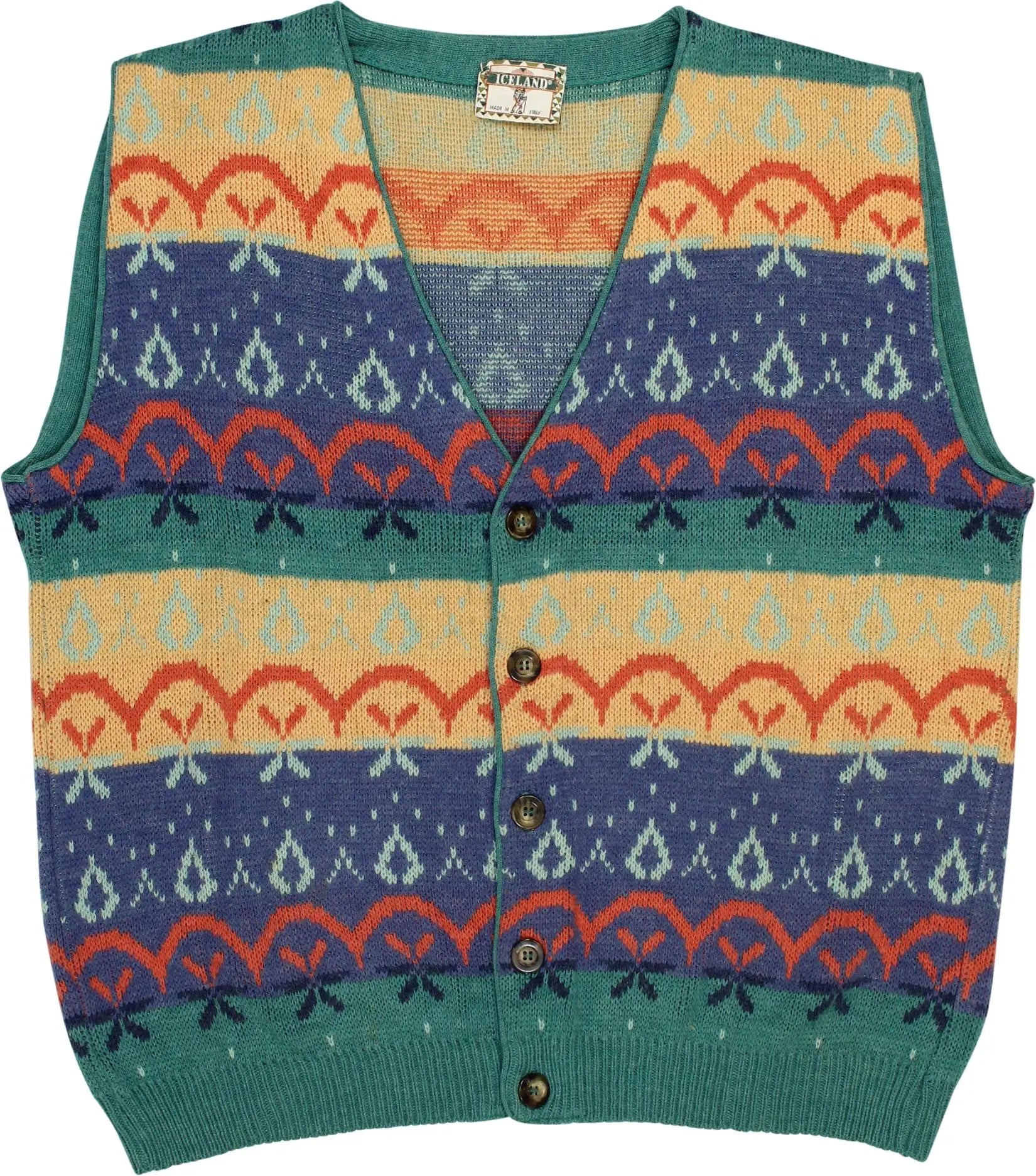 Iceland - 80s Colourful Patterned Vest- ThriftTale.com - Vintage and second handclothing