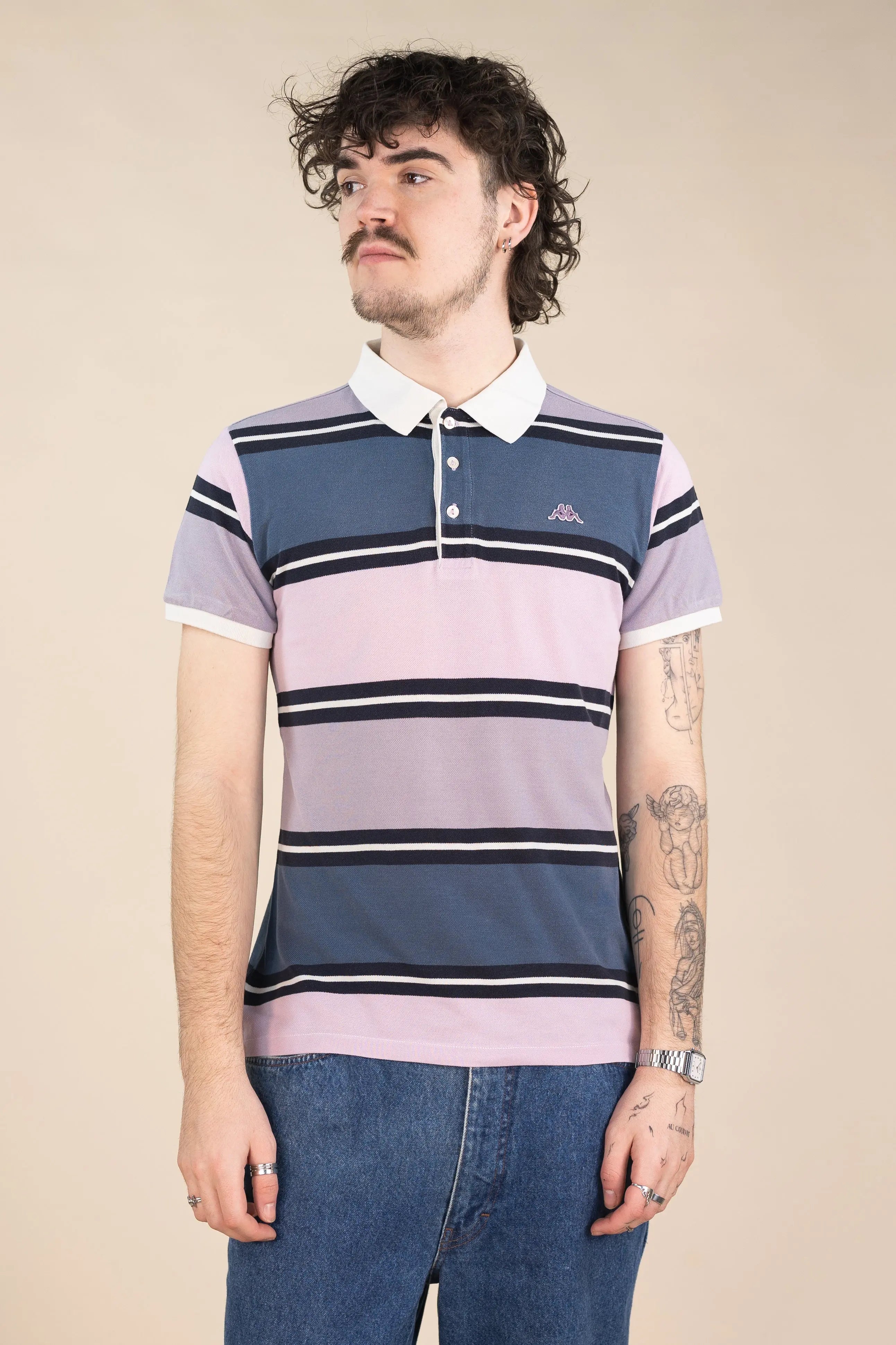 Kappa - Striped Polo- ThriftTale.com - Vintage and second handclothing