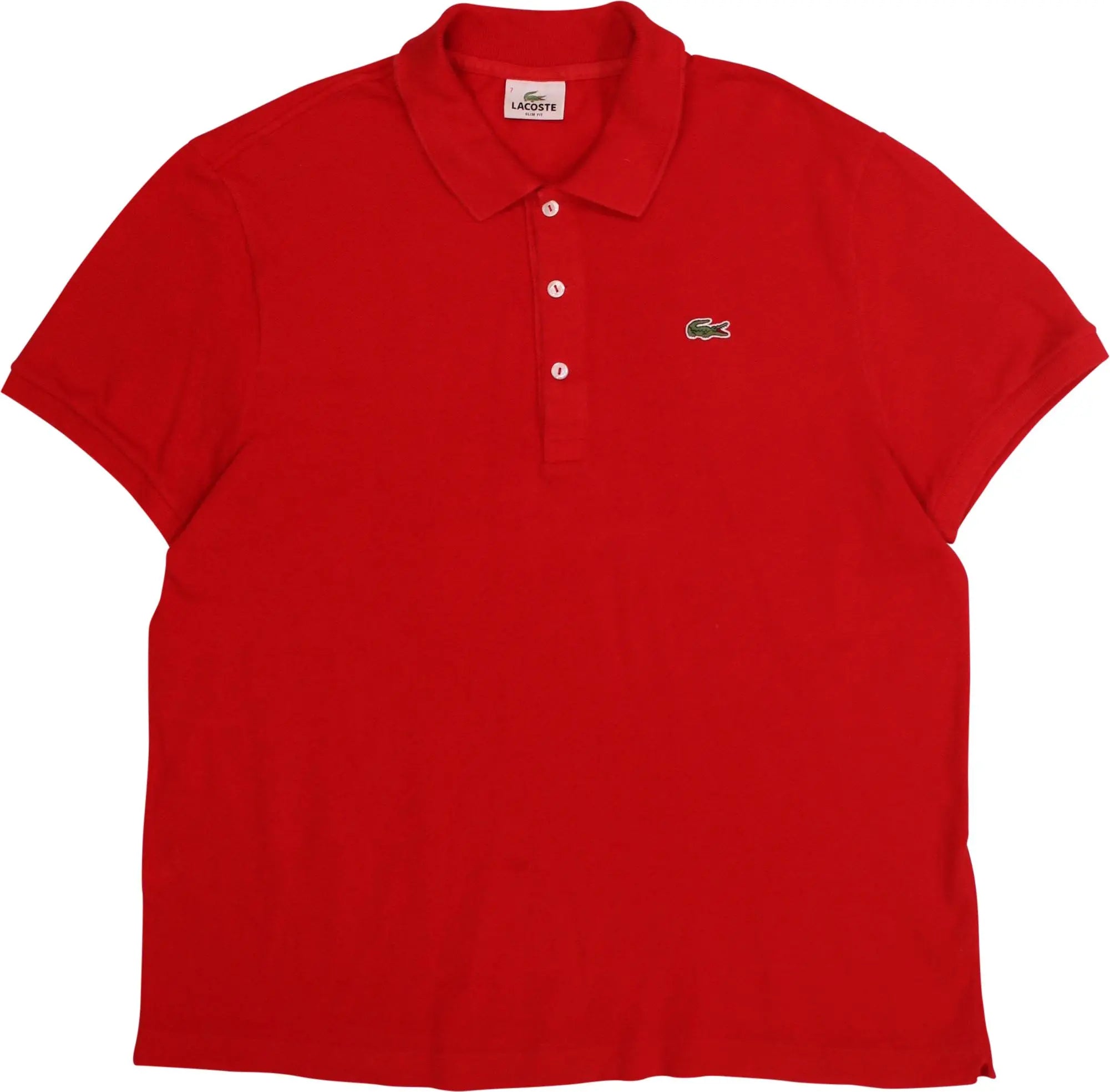 Lacoste - Red Slim Fit Polo Shirt by Lacoste- ThriftTale.com - Vintage and second handclothing