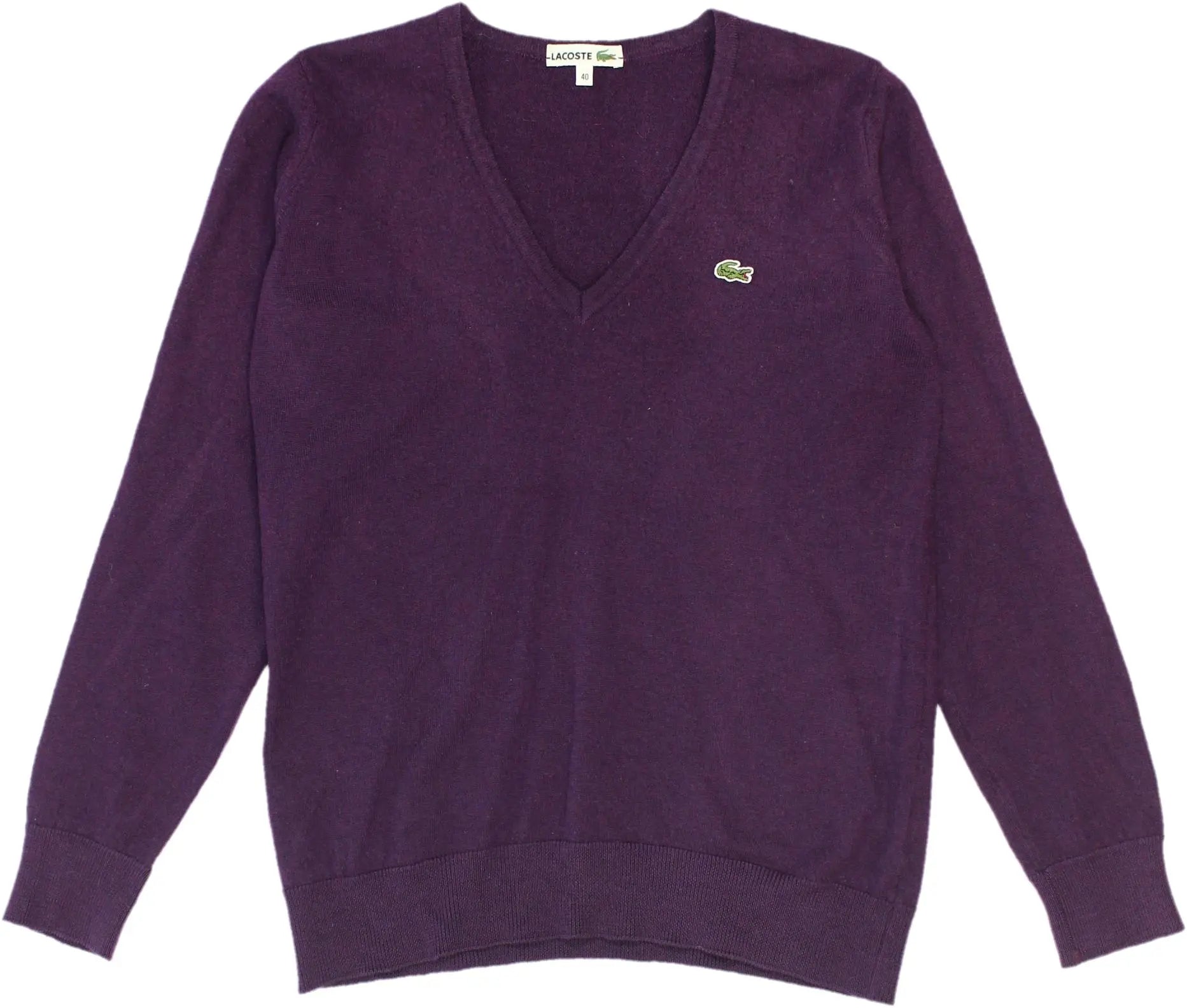 Lacoste - Wool Knitted V-Neck Jumper- ThriftTale.com - Vintage and second handclothing