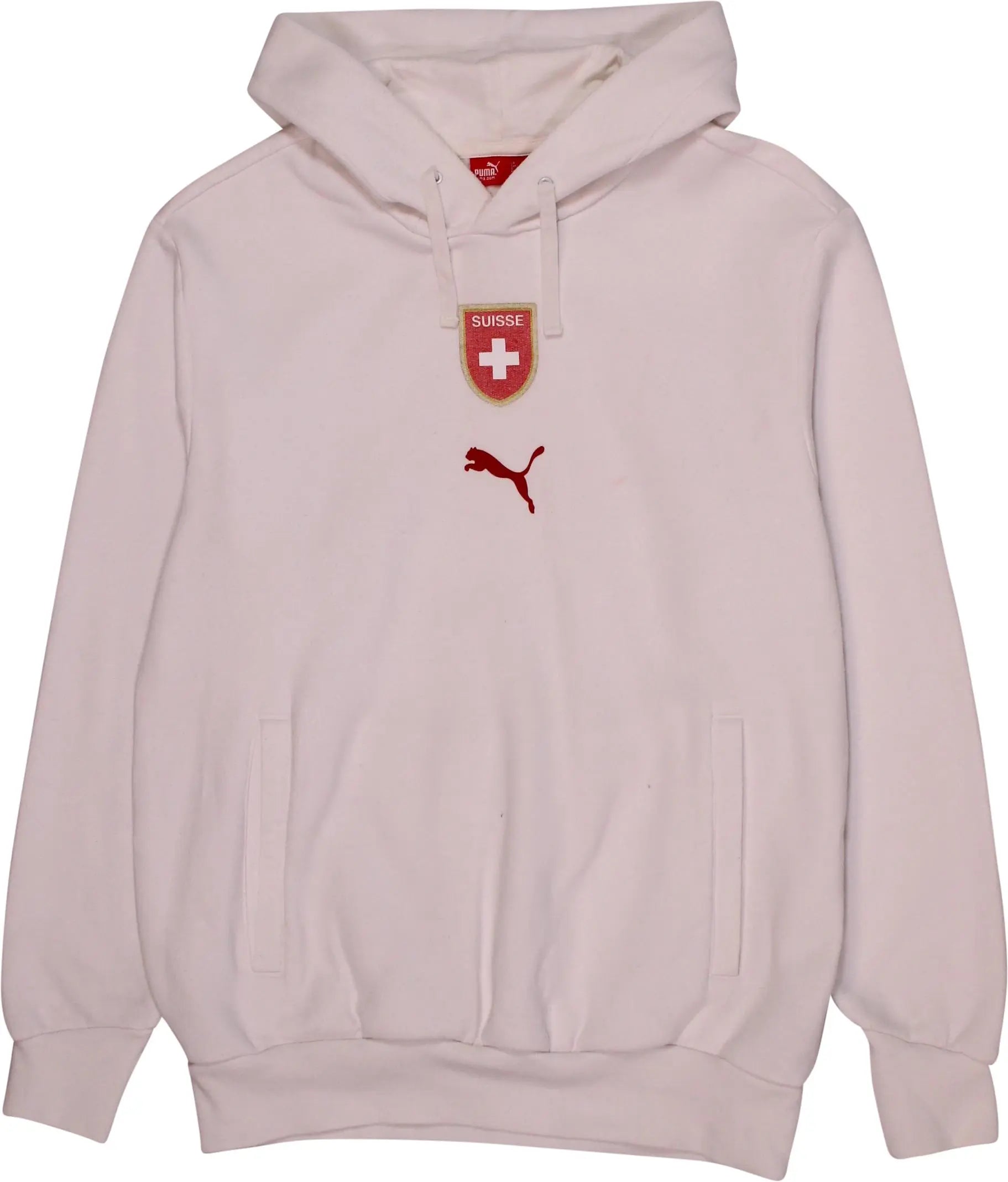 Puma - White Suisse Hoodie by Puma- ThriftTale.com - Vintage and second handclothing