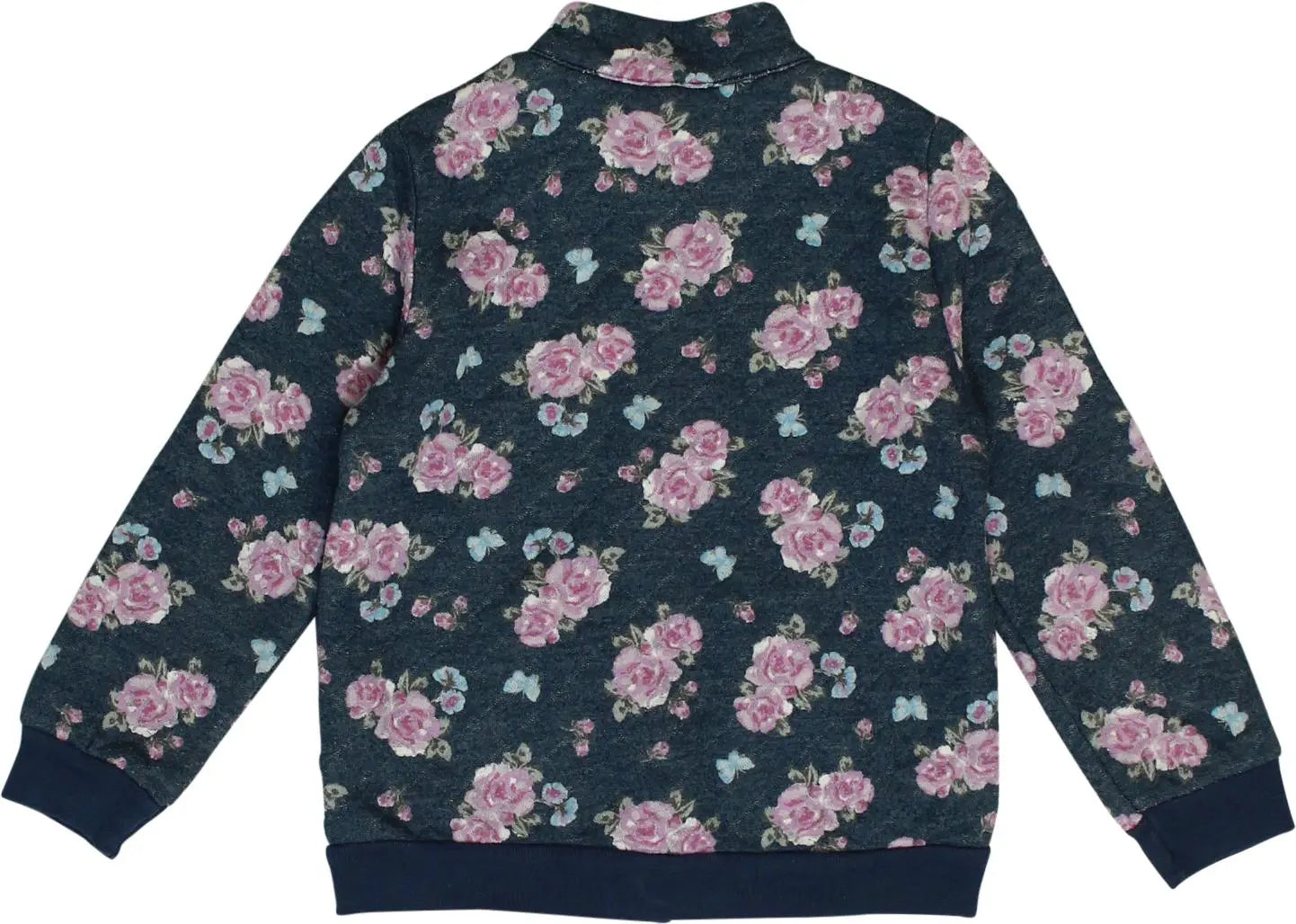 United Colors of Benetton - Floral Zip Up Sweater- ThriftTale.com - Vintage and second handclothing