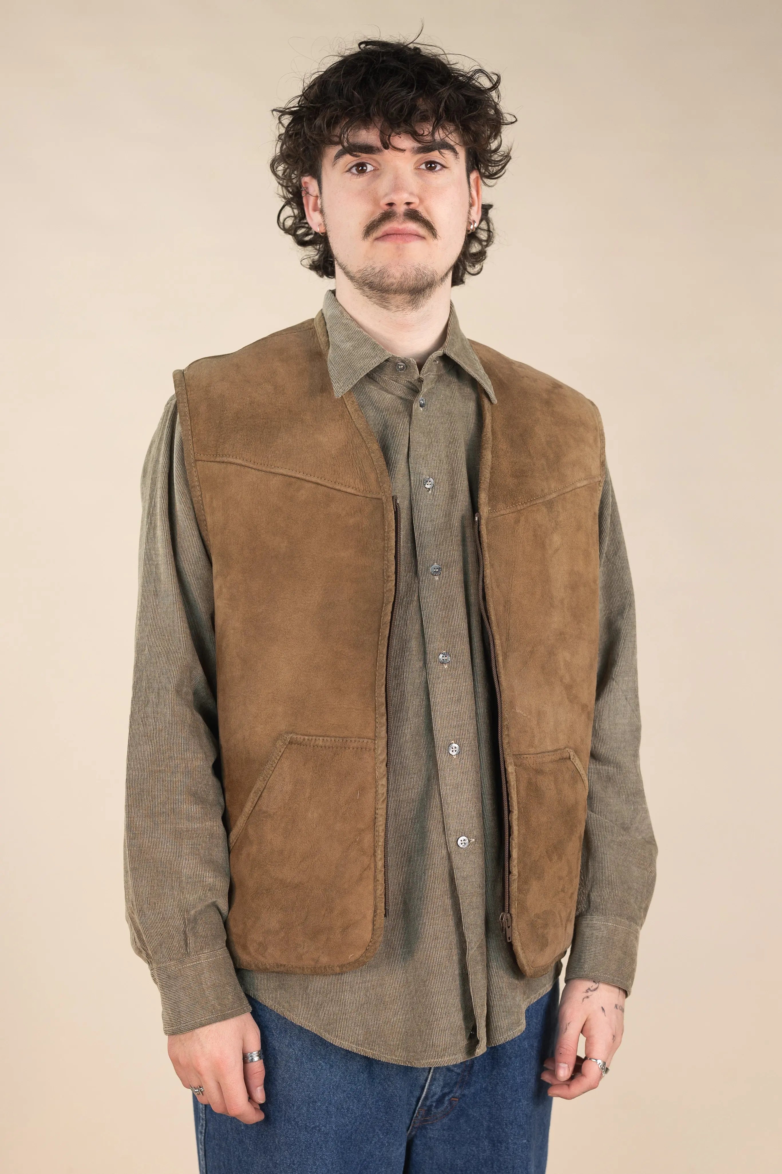 Unknown - Leather Waistcoat- ThriftTale.com - Vintage and second handclothing