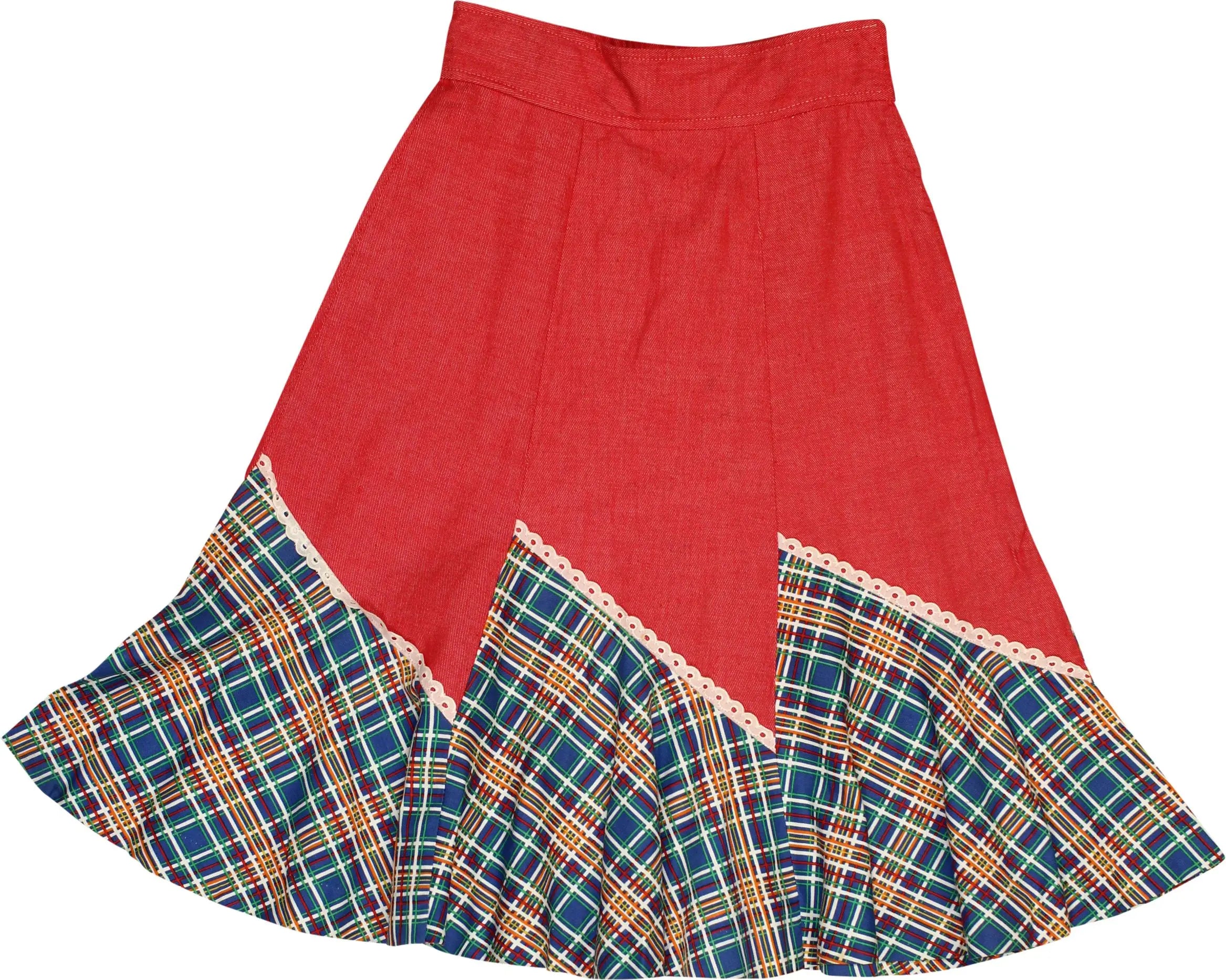 Unknown - Red midi skirt- ThriftTale.com - Vintage and second handclothing