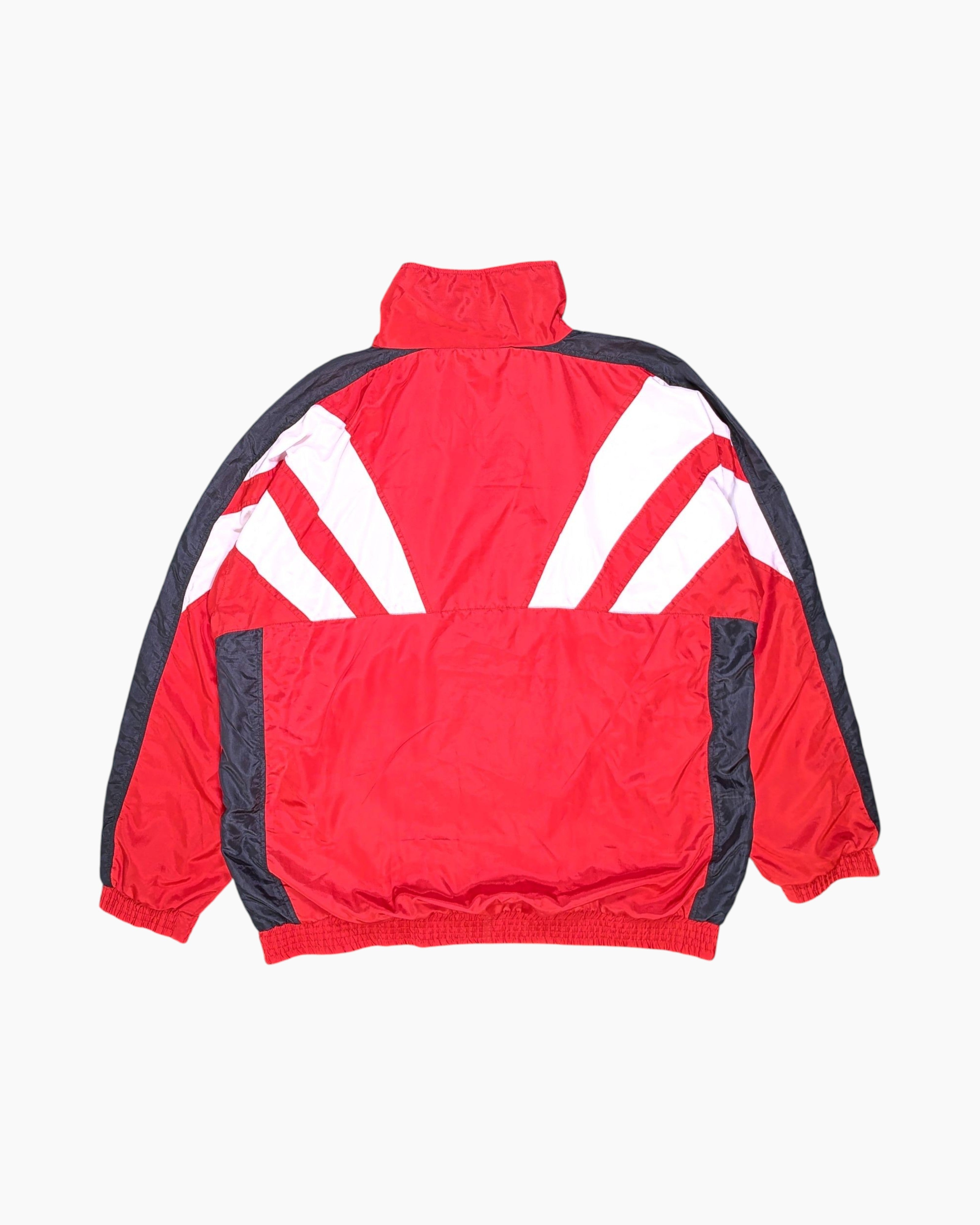 Back Vintage 80s/90s active® Swiss Design Windbreaker Jacket – Red Chevron Color‑block