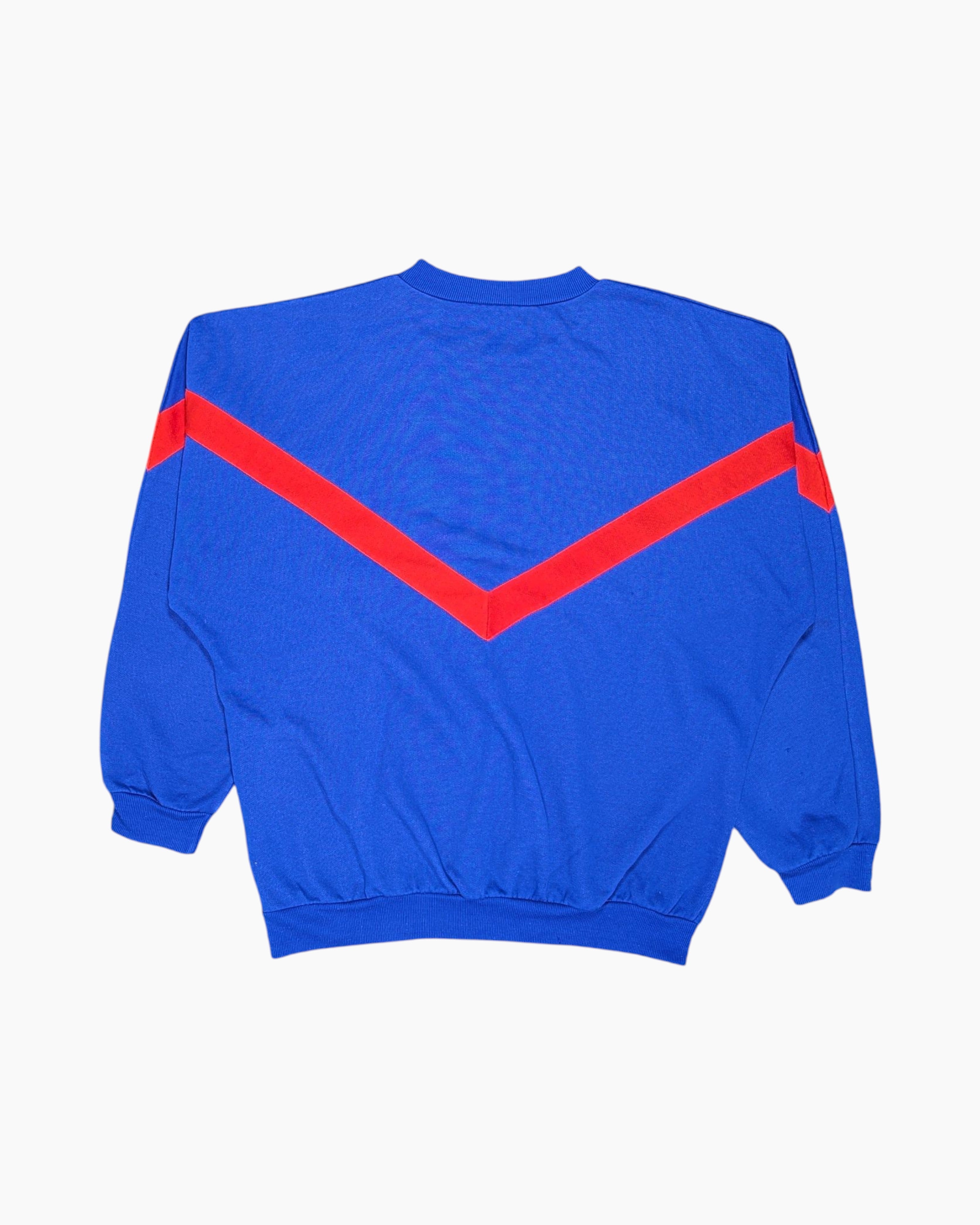 Back Vintage 80s adidas Pullover Sweater – Blue Chevron Stripe