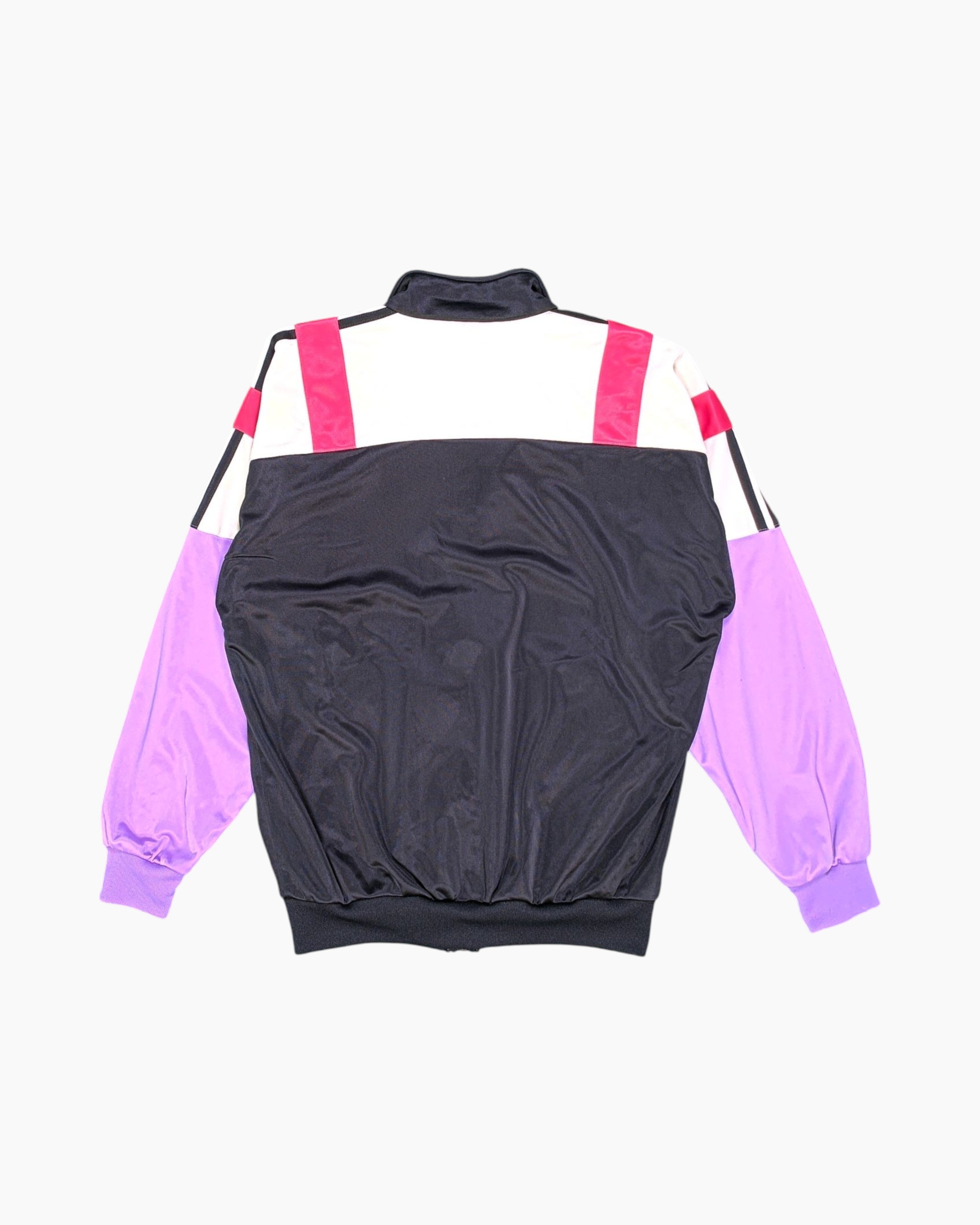 Back Vintage 80s/90s adidas Track Jacket – Black with Geometric Color‑block