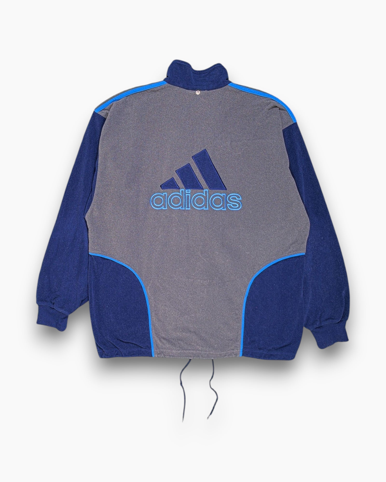 Back Vintage Y2K adidas Zip-up Hoodie – Blue with Contrast Piping
