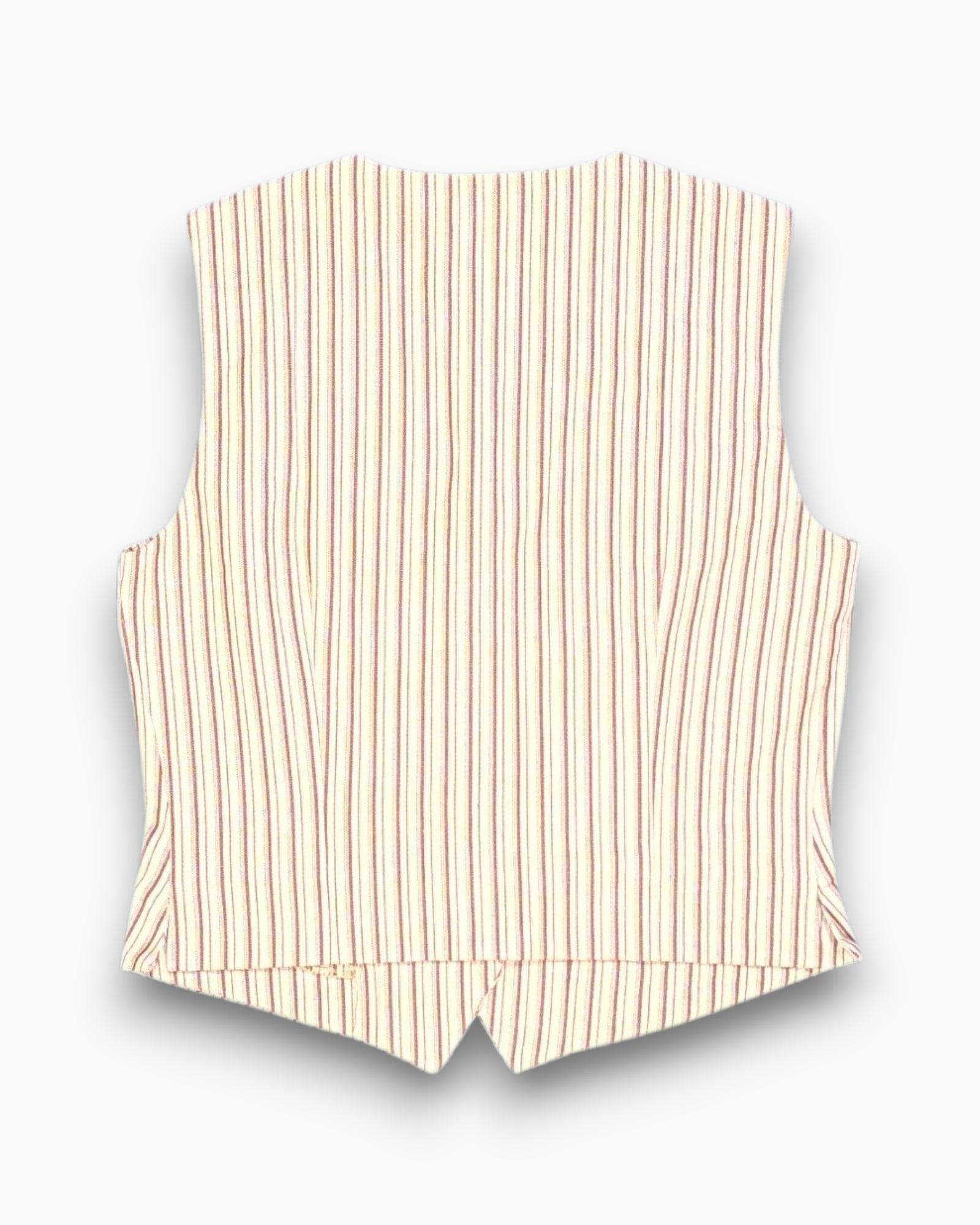 Back Vintage Y2K alberto biani Sleeveless Button-Up Top – Taupe Striped