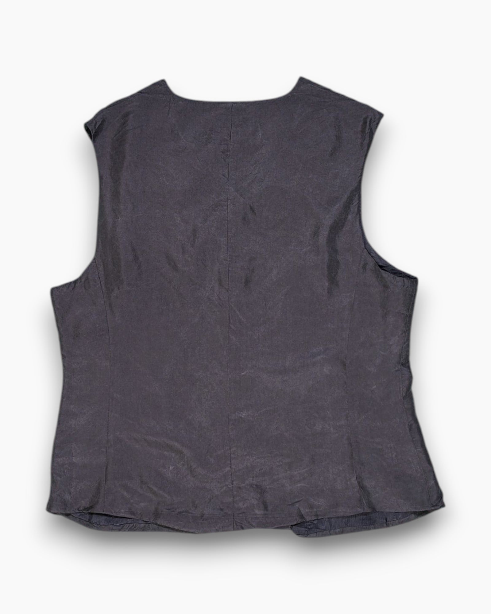 Back Vintage 80s/90s avítano Sleeveless Button Front Top – Black Floral Jacquard