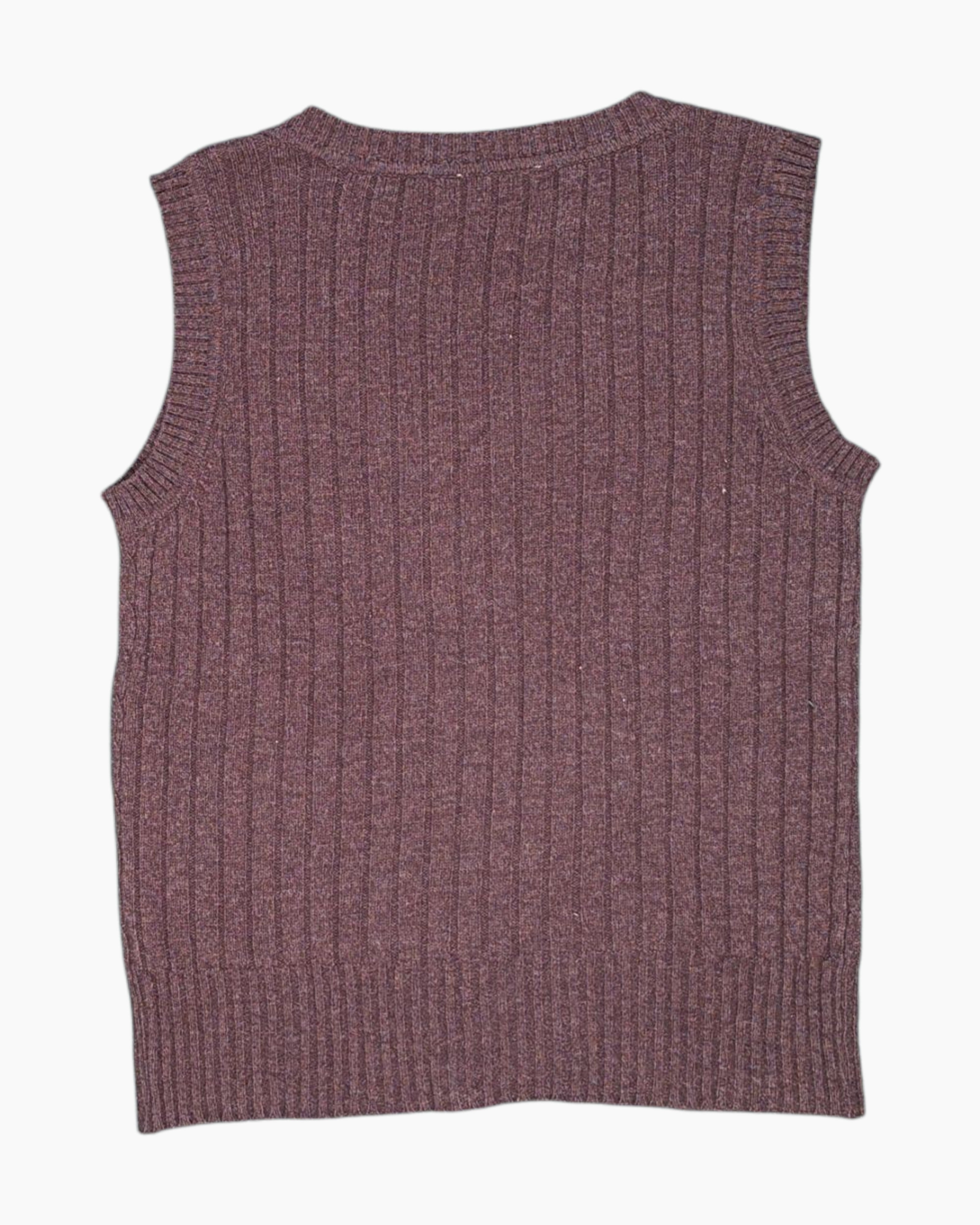 Back Vintage 80s/90s CASUAL WEAR Sleeveless Knit Top – Brown Rib Knit