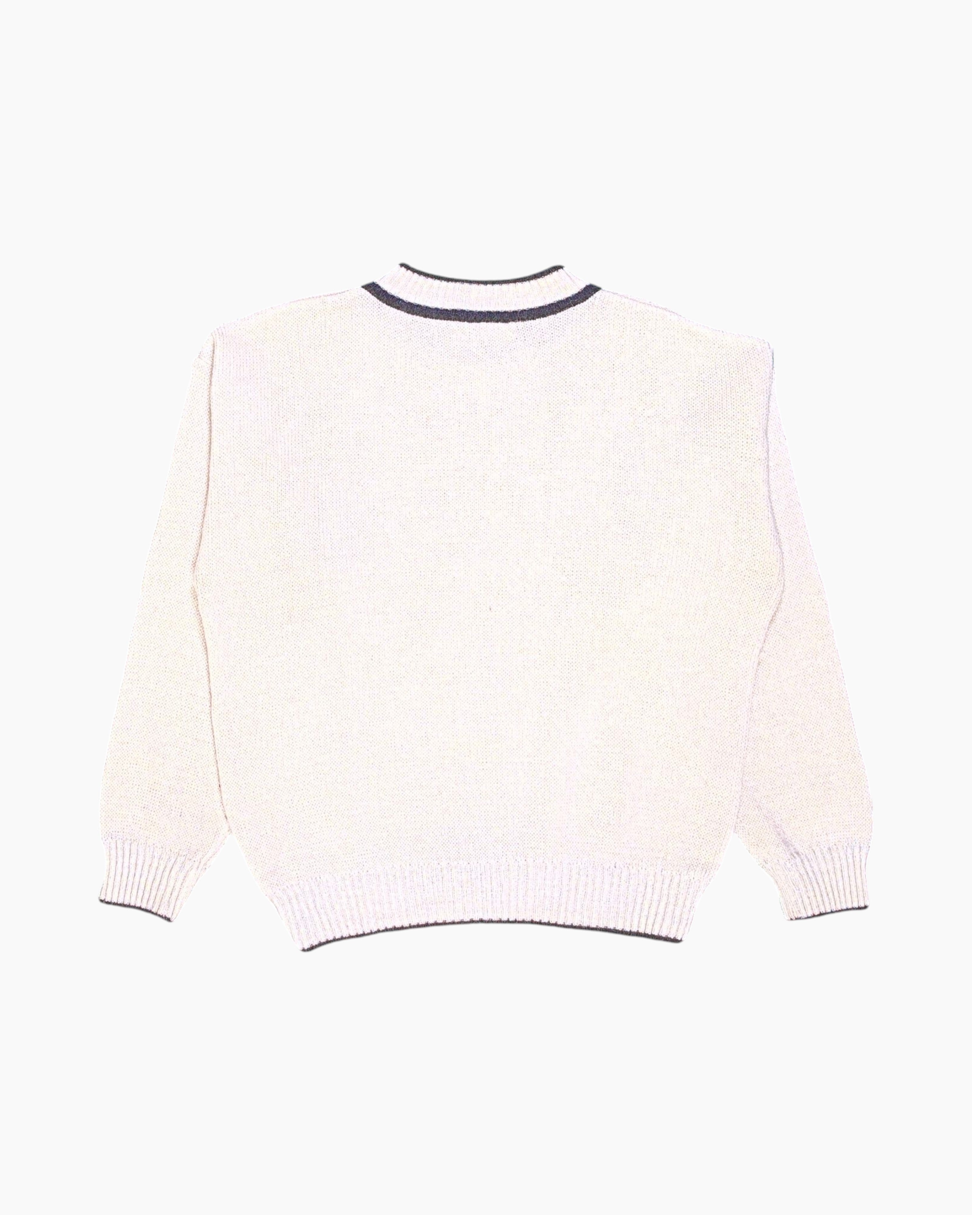 Back Vintage 80s/90s Conte of Florence Pullover Sweater – Cream Contrast Trim