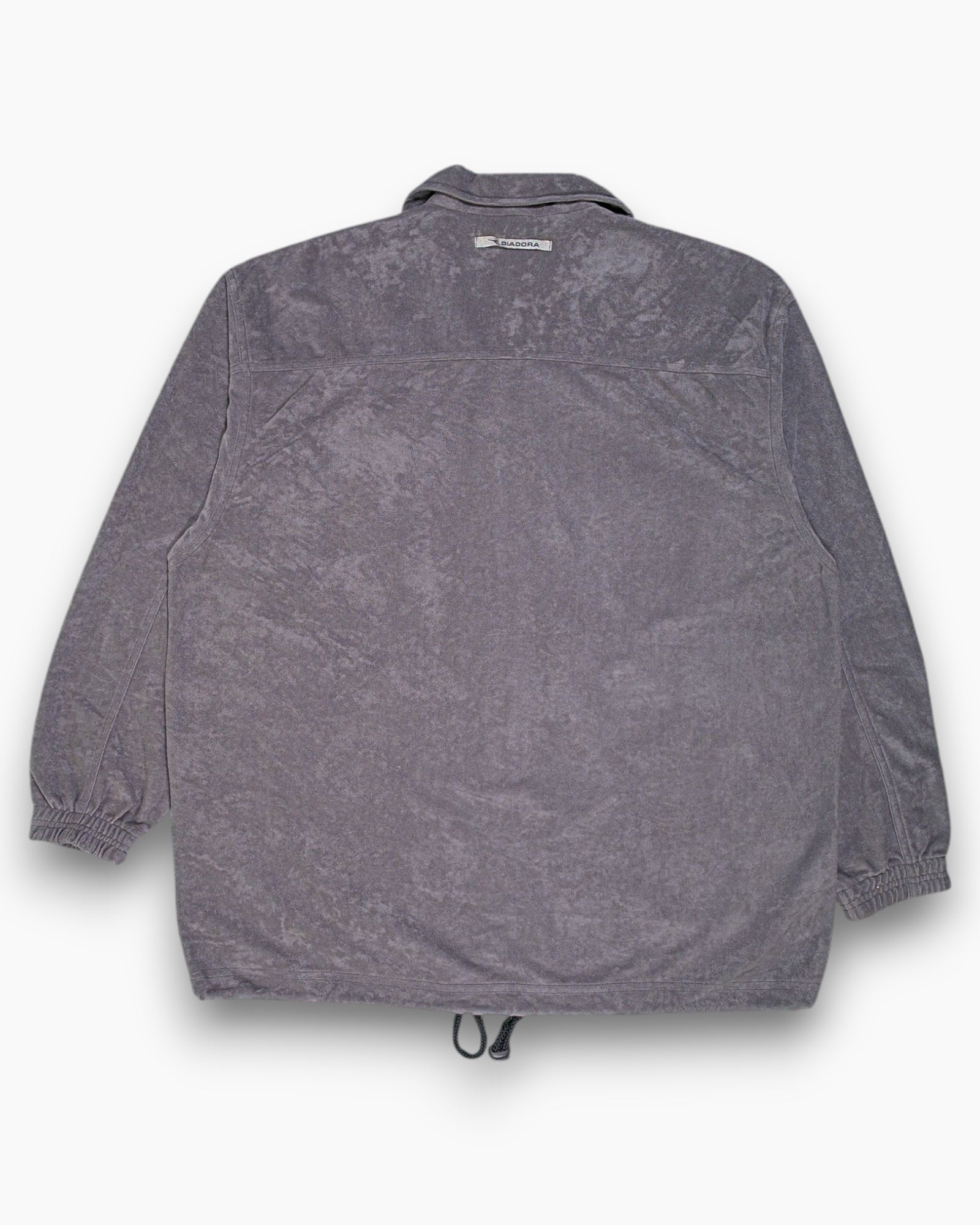 Back Vintage 90s/2000s DIADORA Hooded Zip Jacket – Gray Microfiber