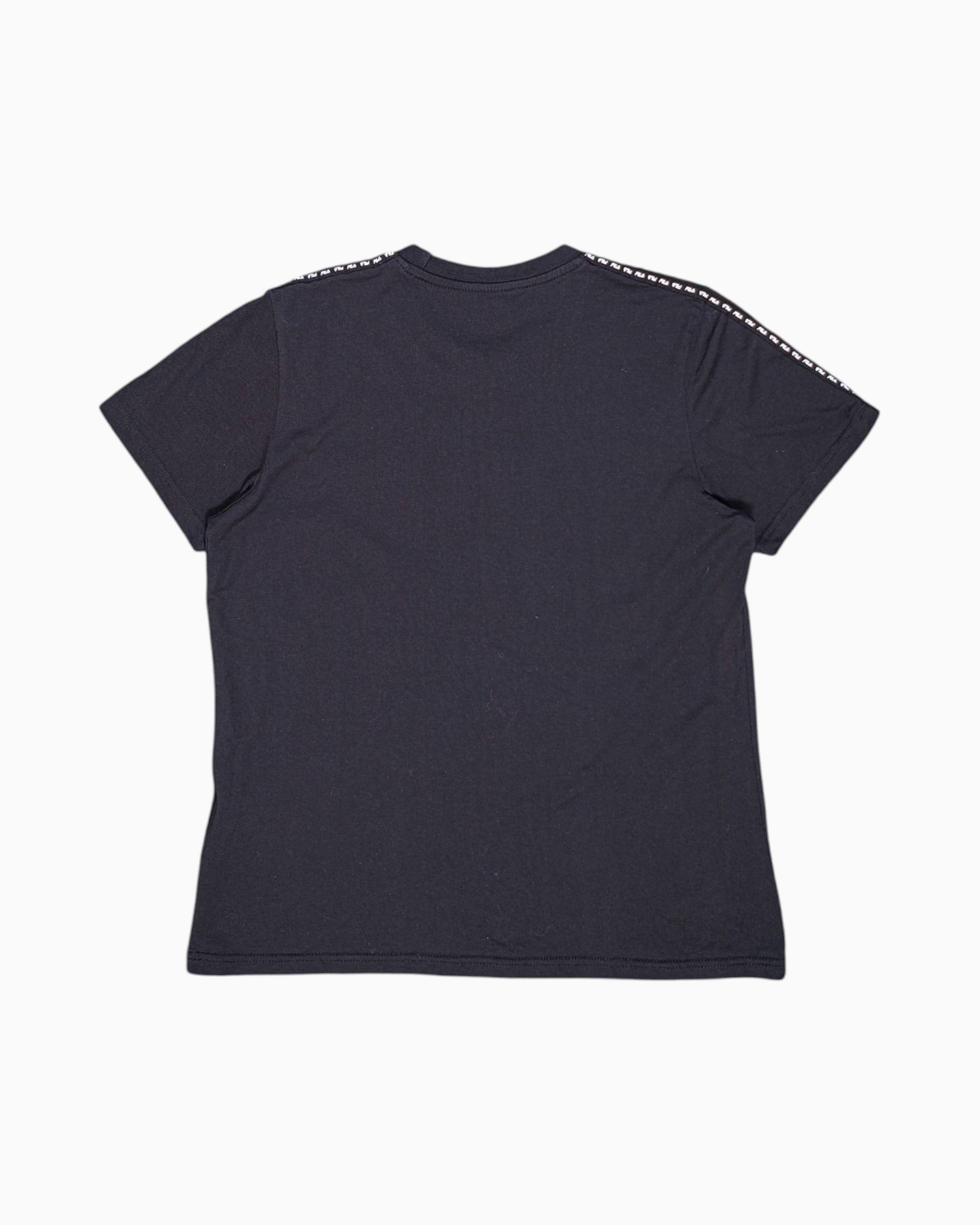 Back Pre-owned FILA Graphic T-Shirt – Black F-box Chest Logo