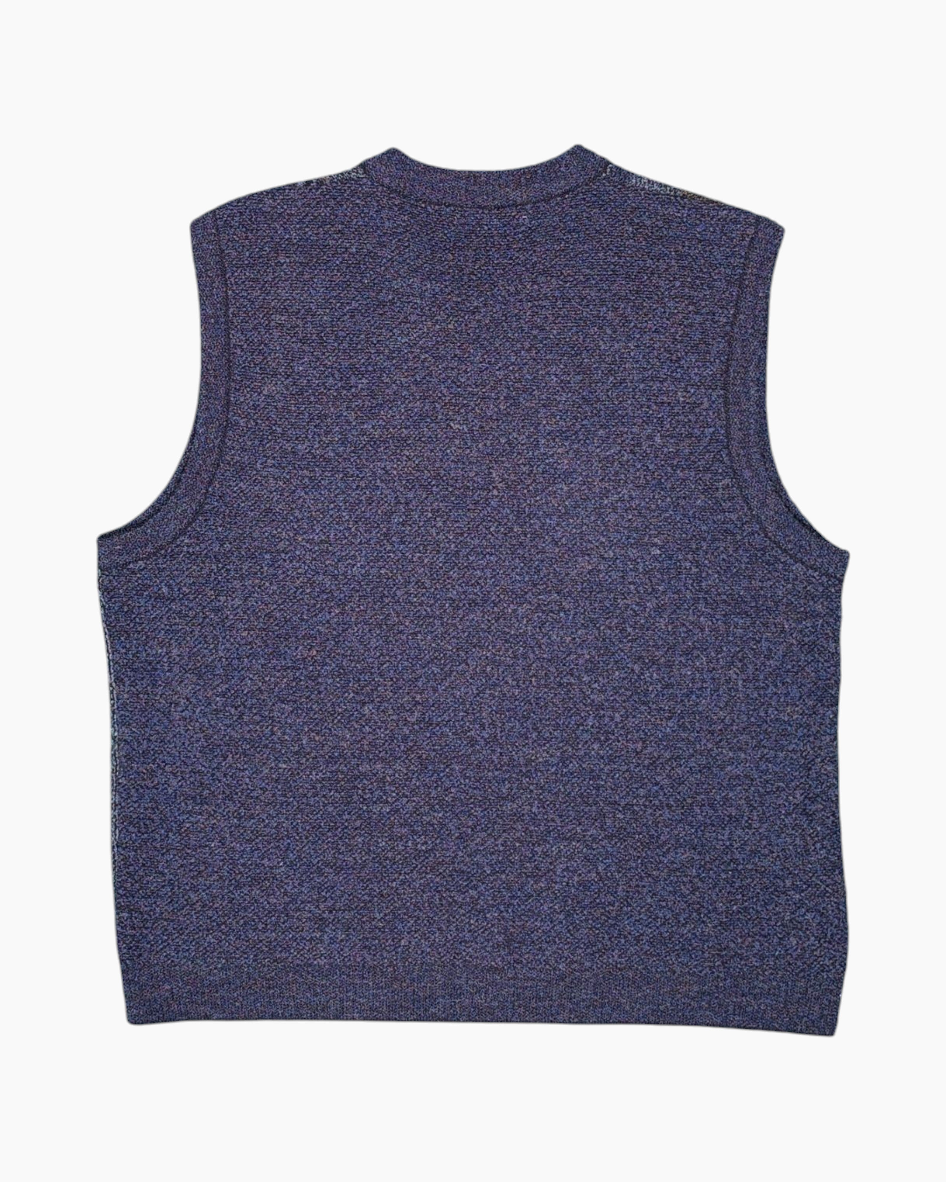 Back Vintage 80s/90s FRANKALEXS Pullover Sweater Vest – Blue Jacquard Chevron