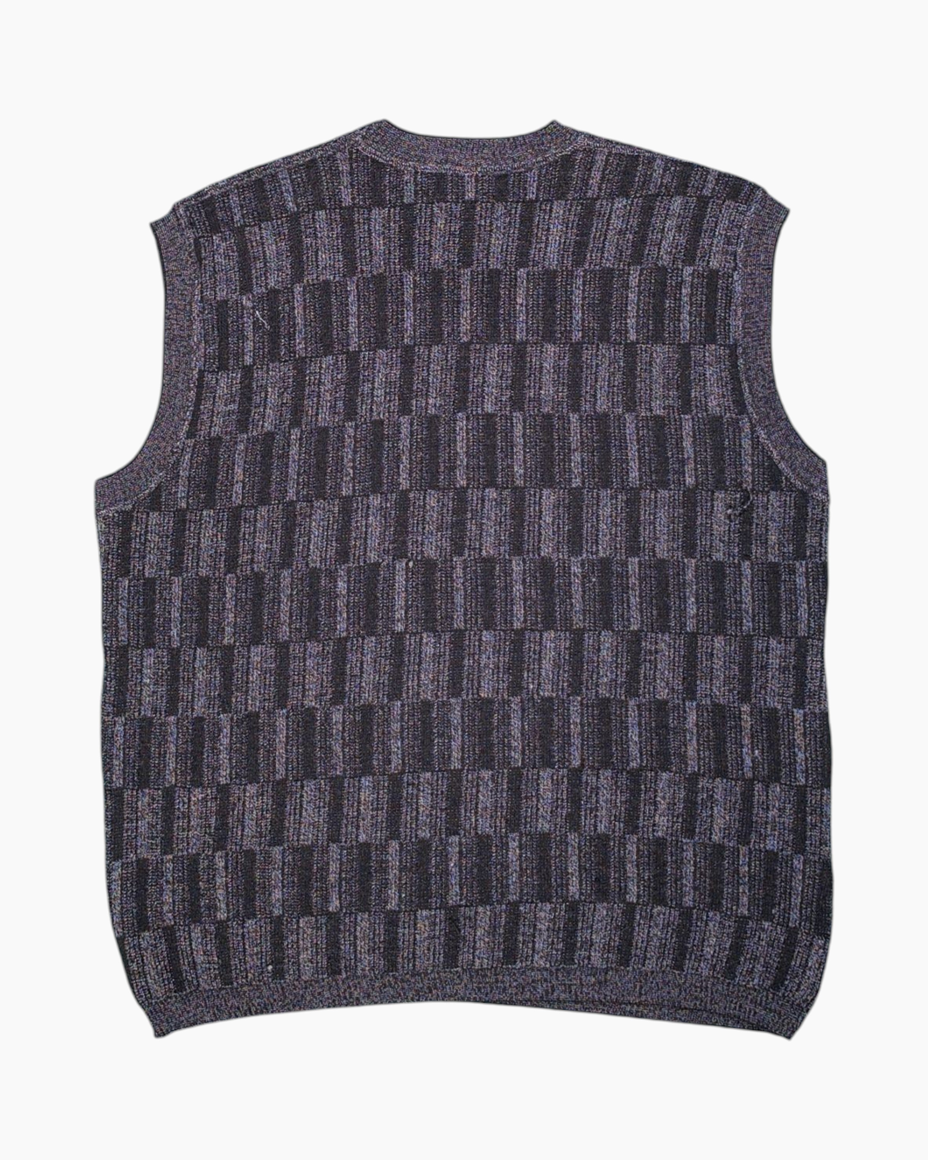 Back Vintage 80s/90s Gianni V. Knit Vest – Gray Tonal Geometric (Preloved)