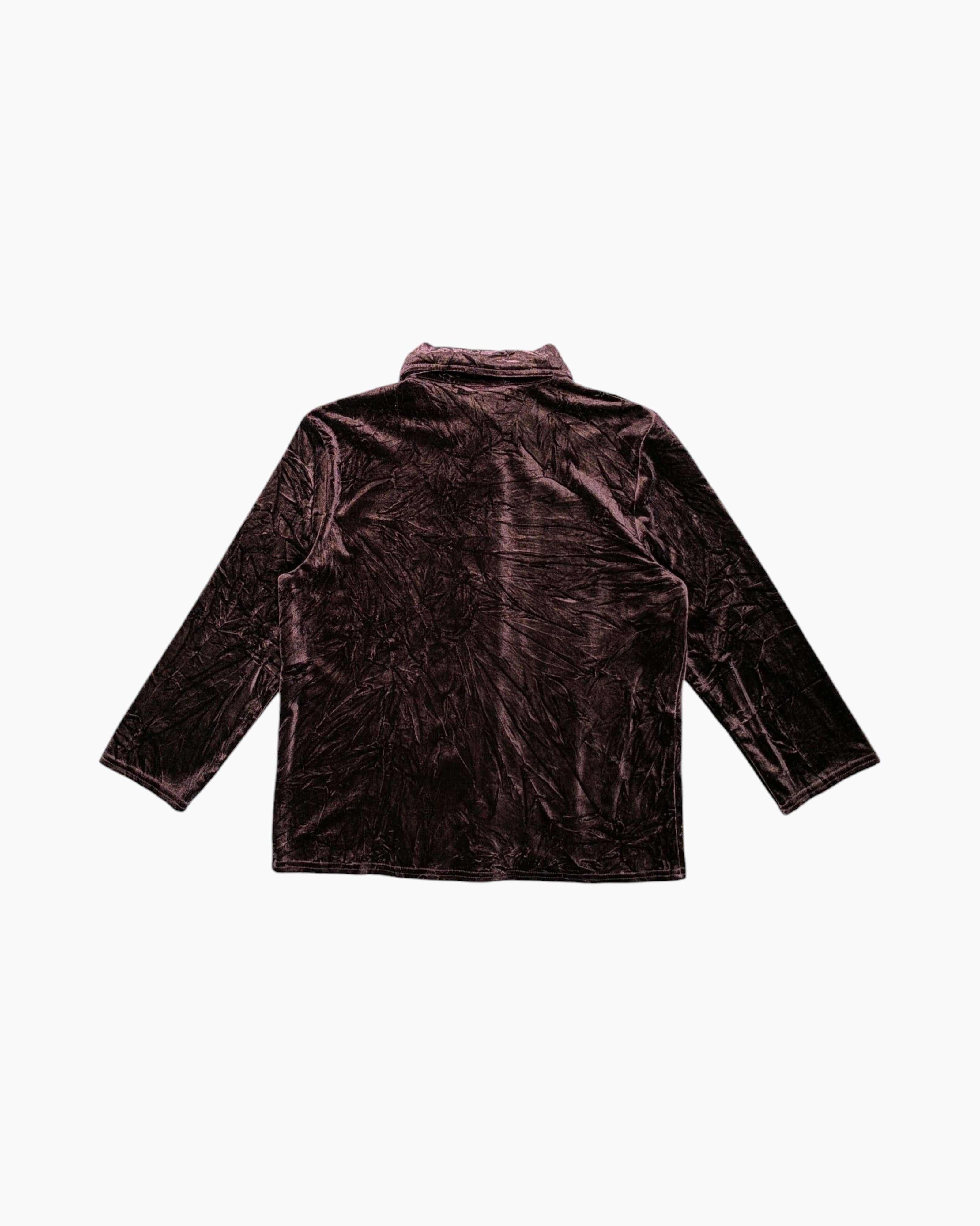 Back Vintage Y2K Kathie Lee Collection Button-Down Shirt – Brown Crushed Velvet