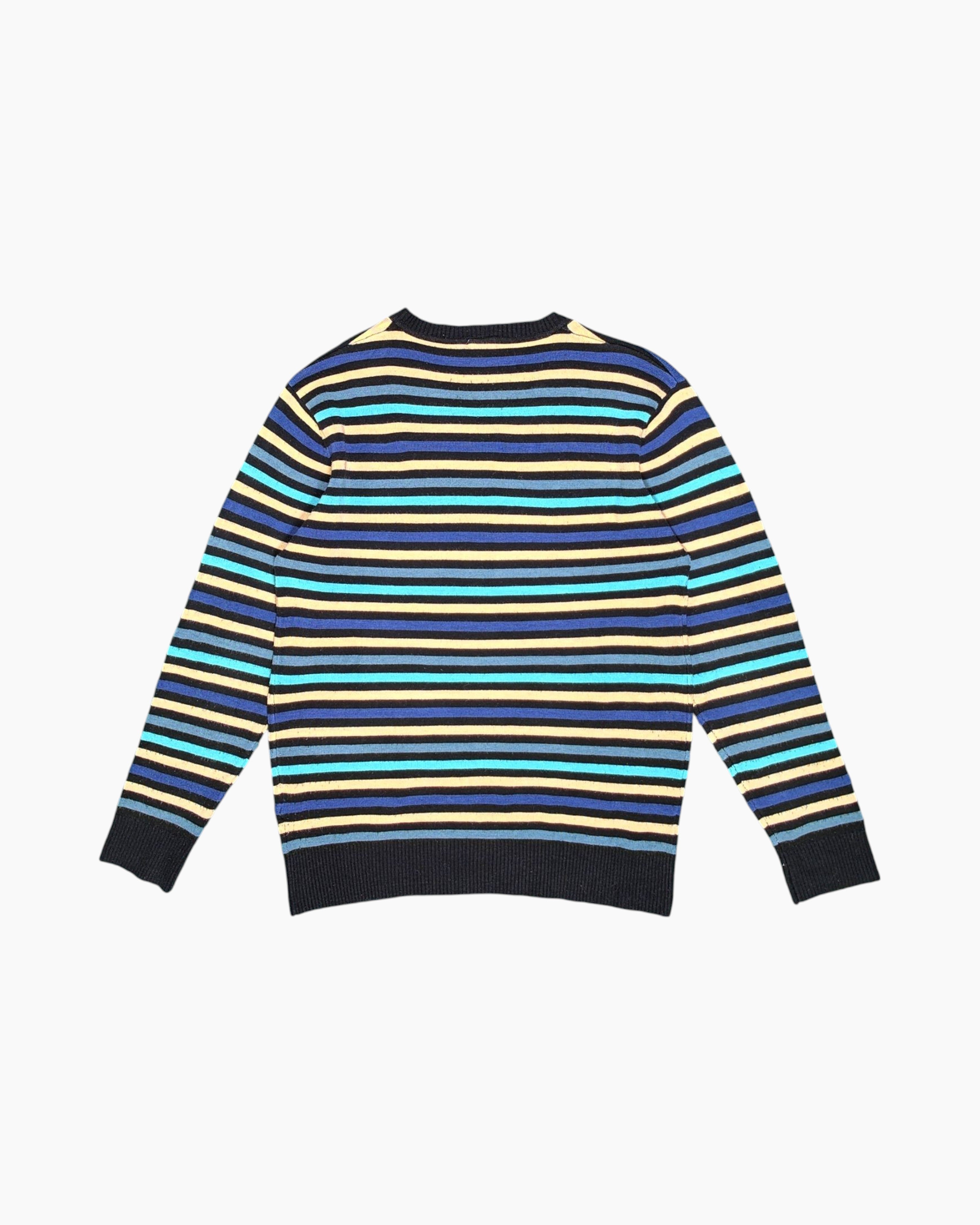 Back Vintage 90s/2000s LACOSTE Pullover Sweater – Striped V‑neck (Preloved)