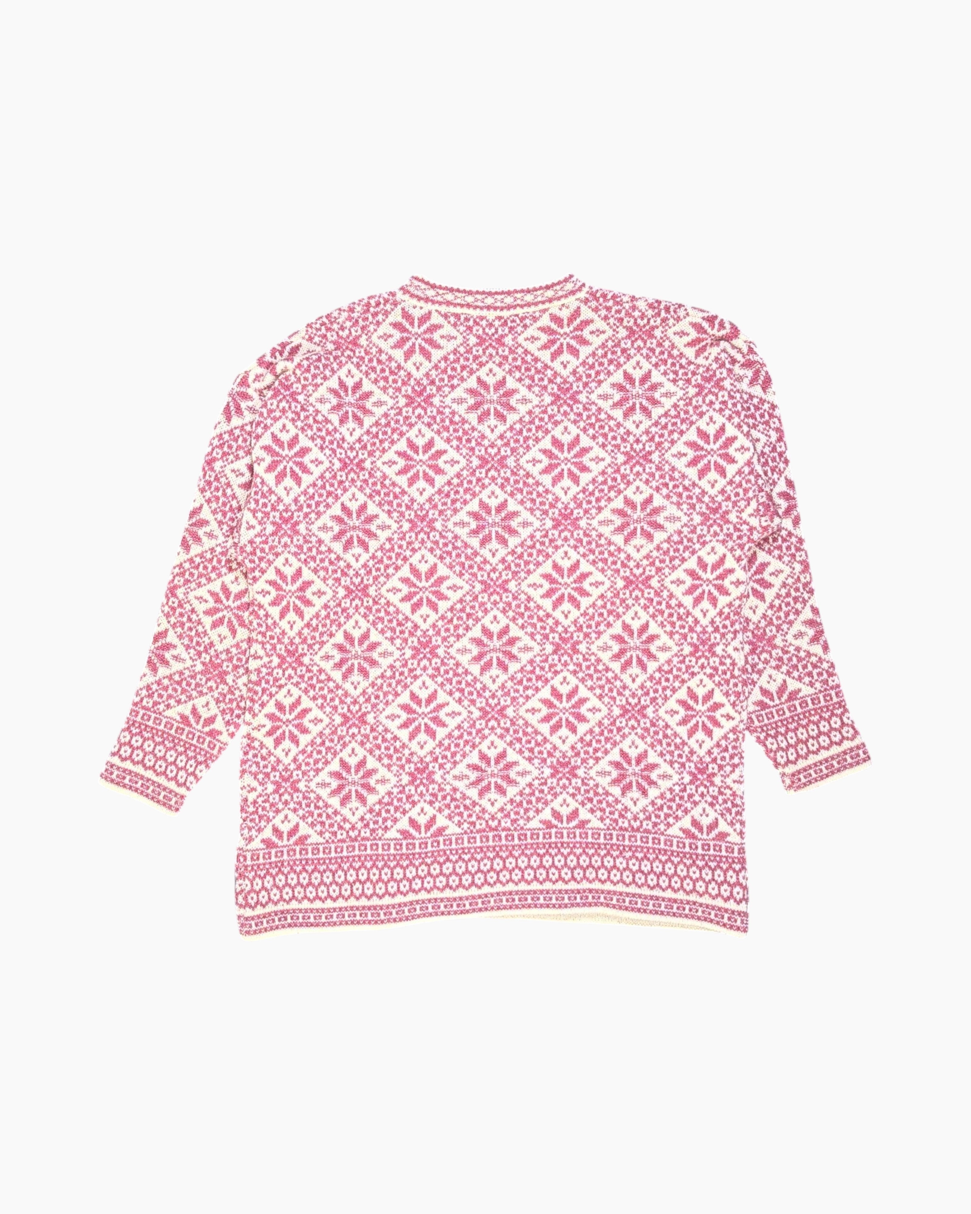 Back Vintage 80s/90s Mairi Pullover Sweater – Pink Fair Isle Jacquard