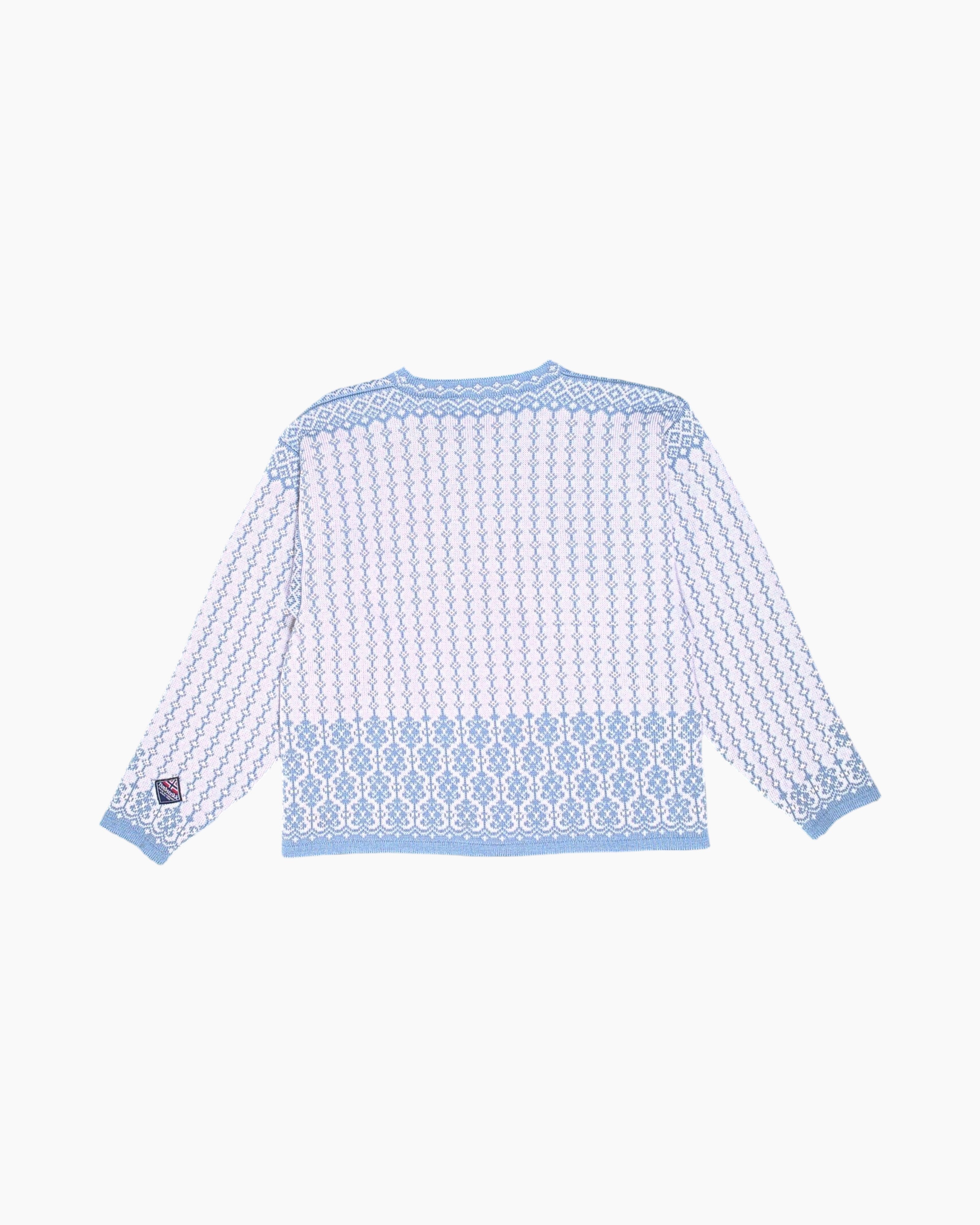 Back Vintage 80s/90s Norstrikk Cardigan – Blue Norwegian Jacquard