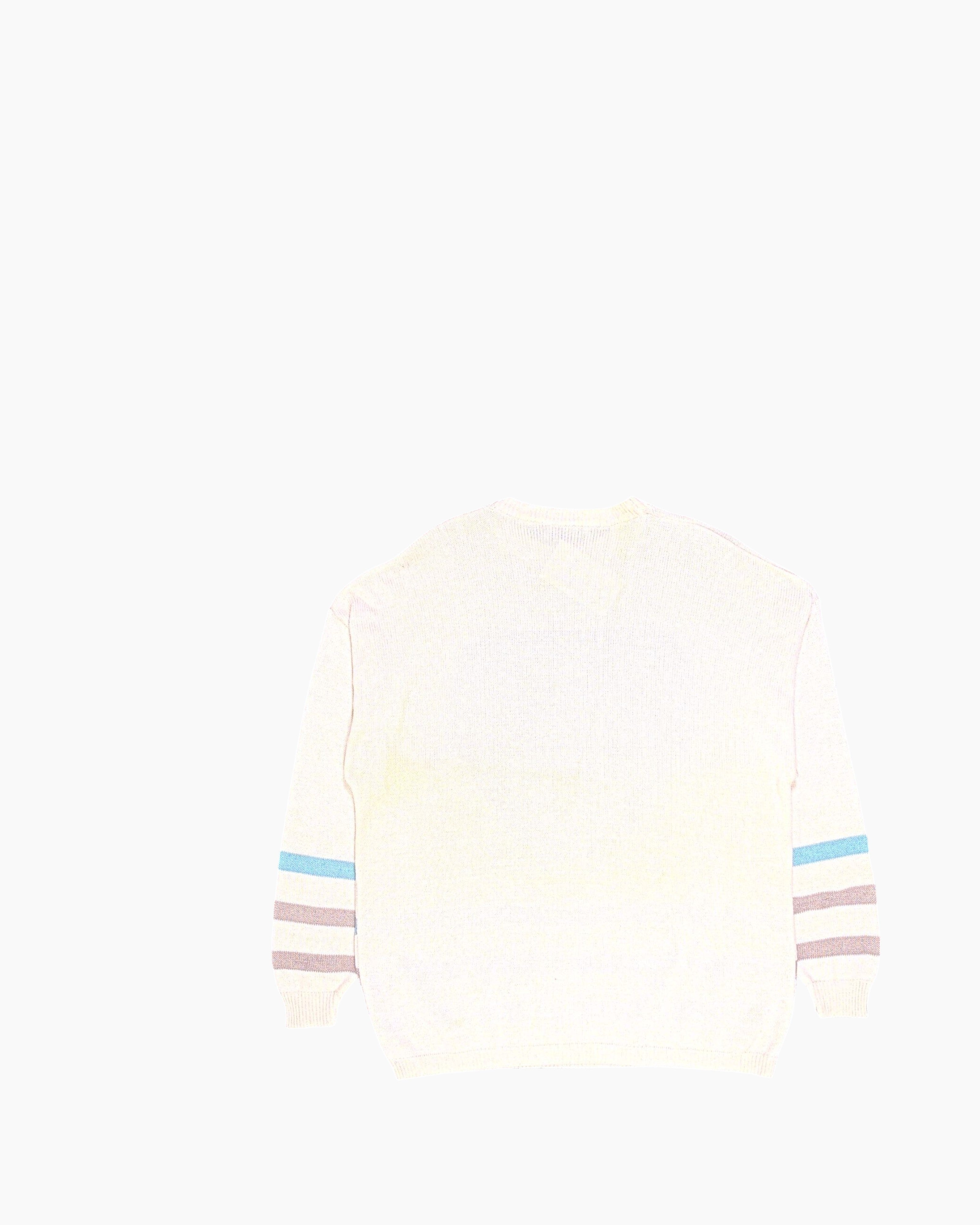 Back Vintage 80s/90s OTTAVO POLO Pullover Sweater – Cream Heart Intarsia