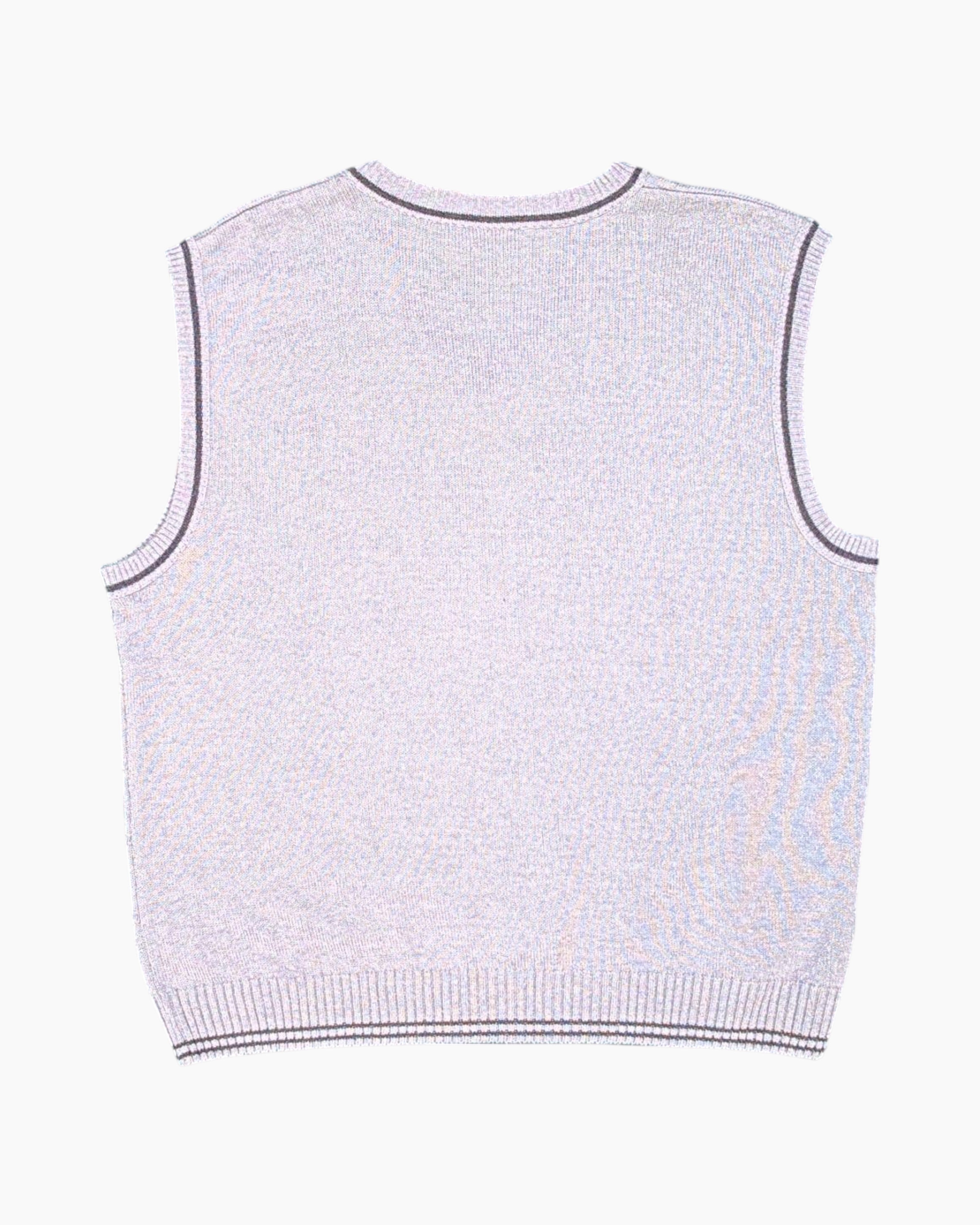 Back Pre-owned PATRICK BERNARD Knit Vest – Gray Striped Trim