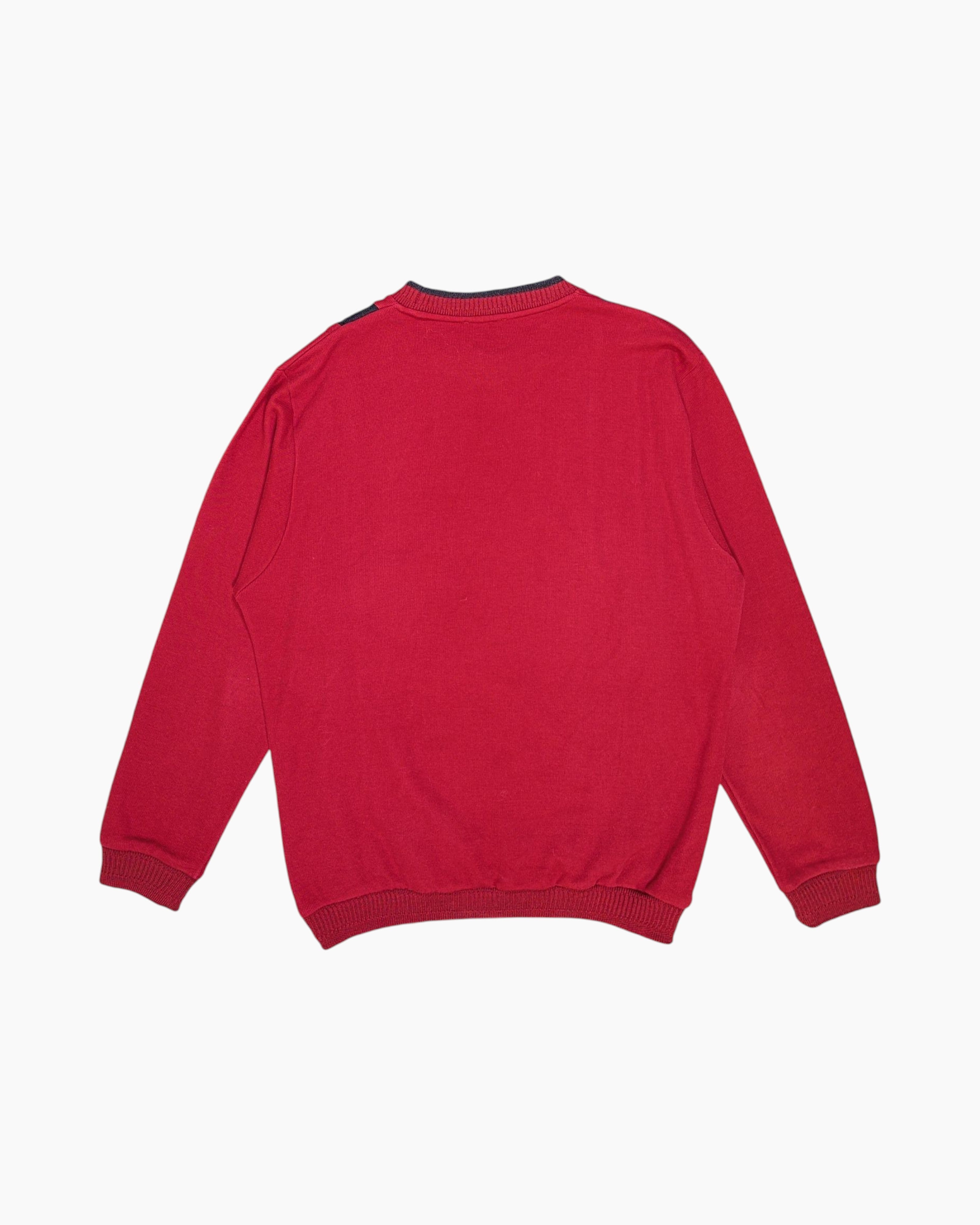 Back Vintage 90s/2000s pierre cardin Pullover Sweater – Red Geometric Intarsia