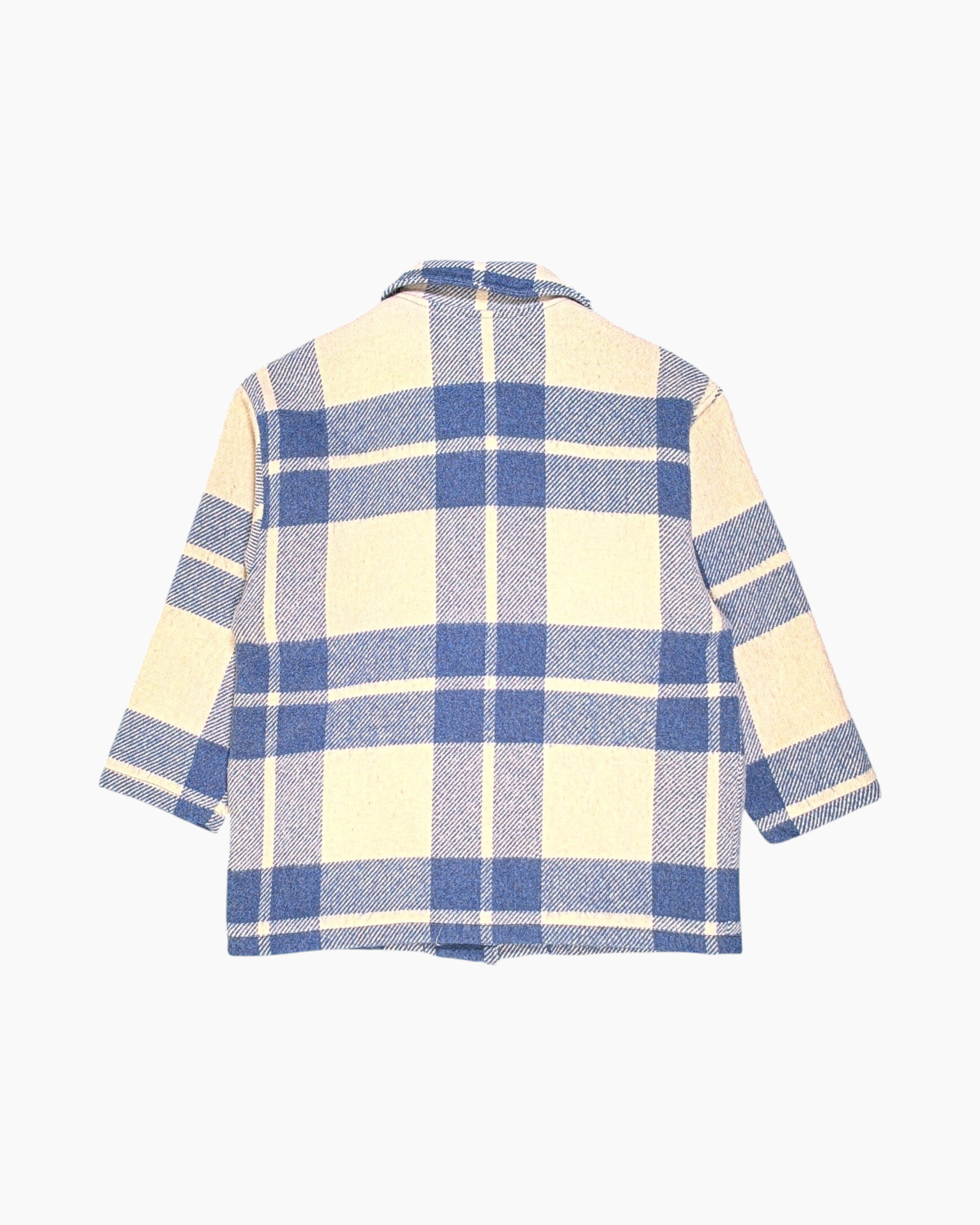 Back Vintage 80s/90s Pimkie Button-Down Shacket – Pastel Blue Cream Checkered