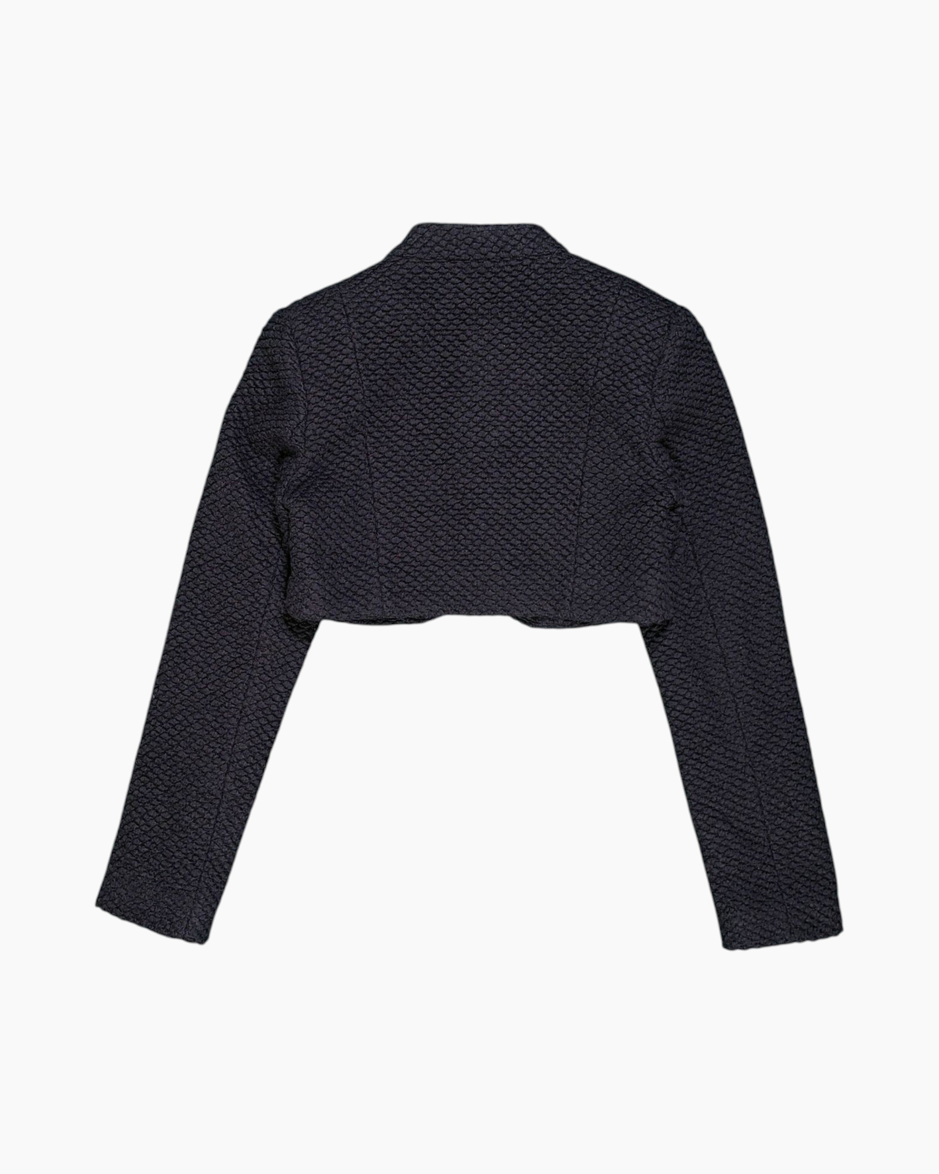 Back Vintage 90s/2000s promiss Cropped Textured Jacket – Black Cropped Bolero