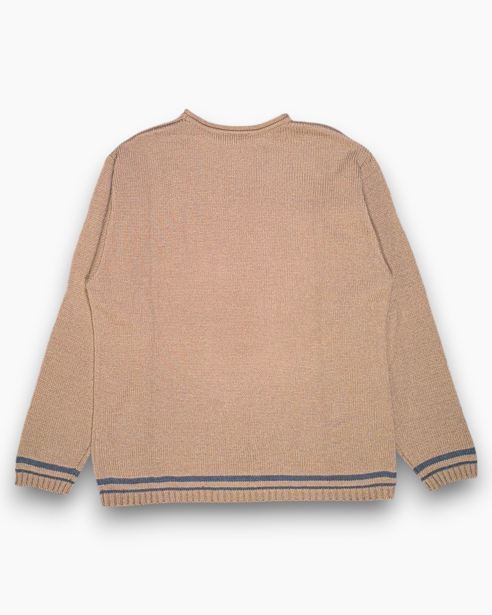 Back Vintage Y2K Puma Pullover Sweater – Brown Striped Trim