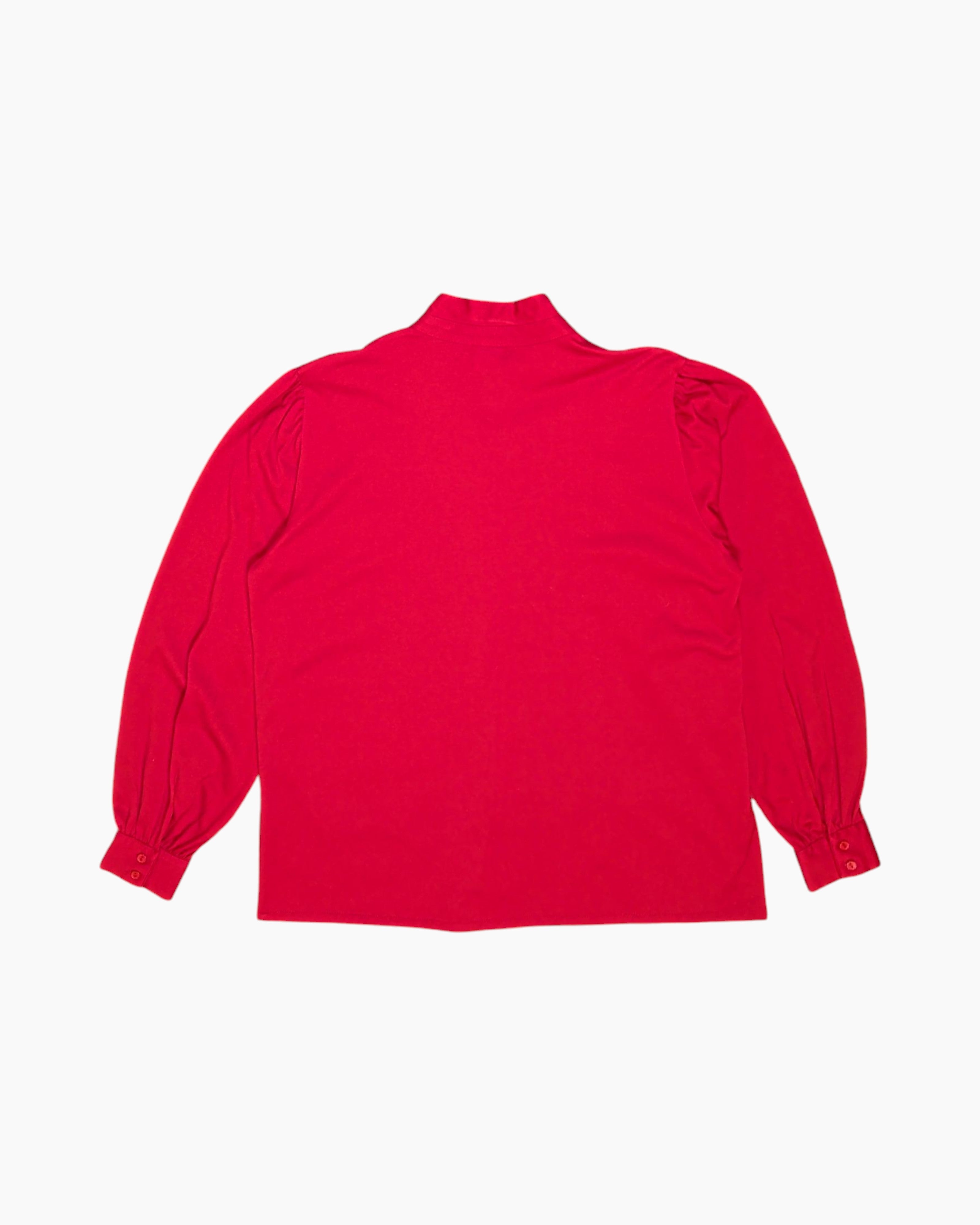 Back Vintage 80s root kramer Long Sleeve Blouse – Red pintuck detail