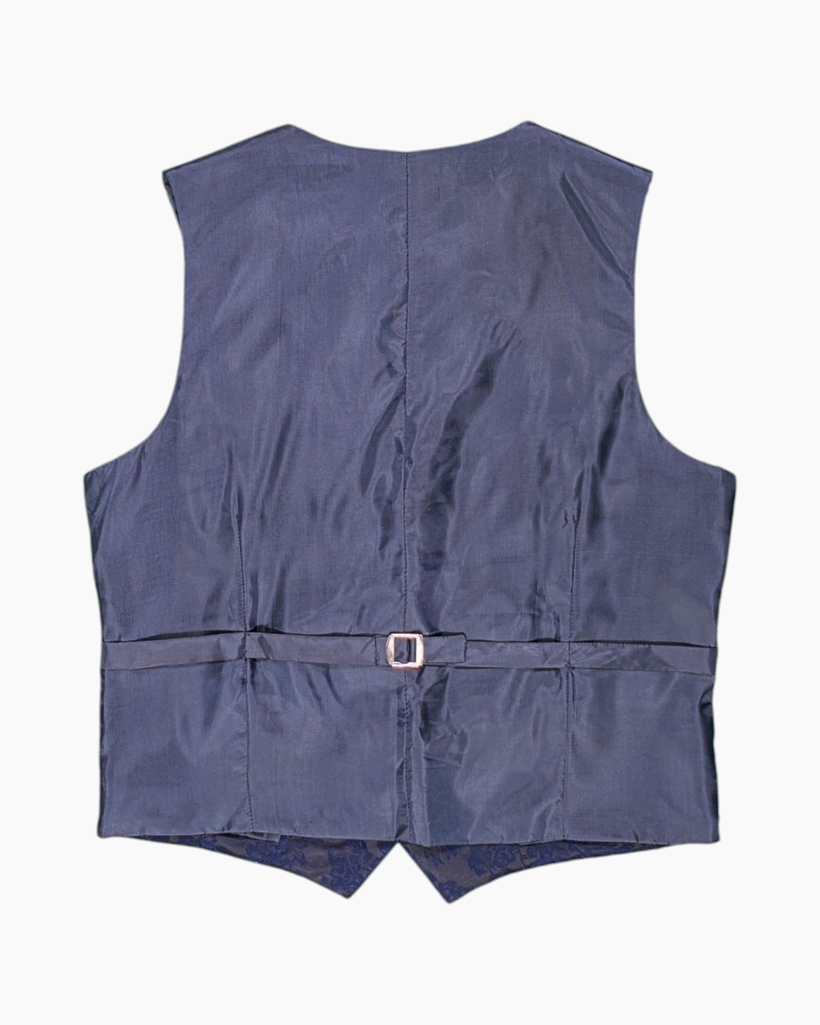 Back Pre-owned Sirmoney Waistcoat (Vest) – Navy Jacquard Floral