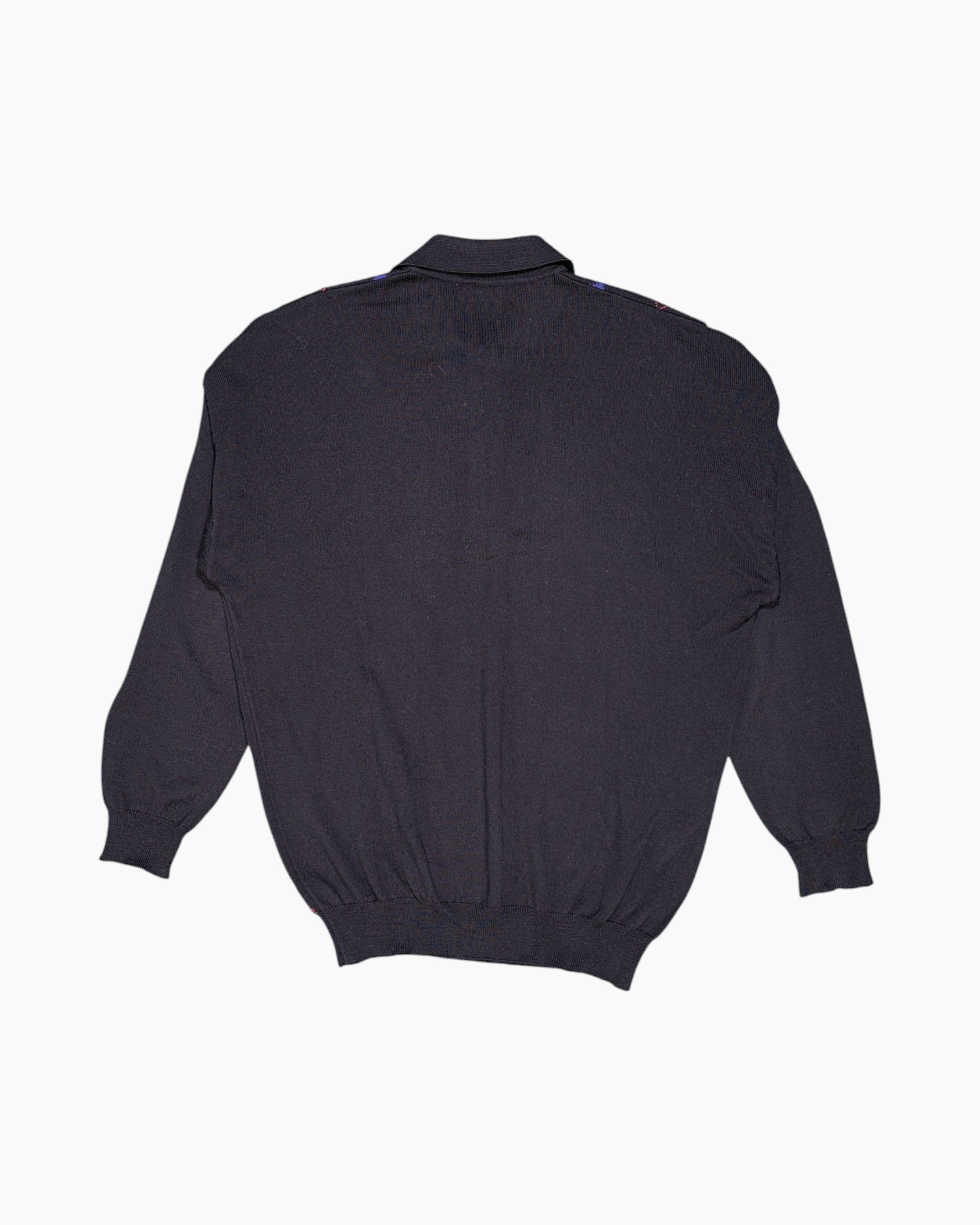 Back Vintage 80s/90s STEFANO Pullover Sweater – Black Argyle Front
