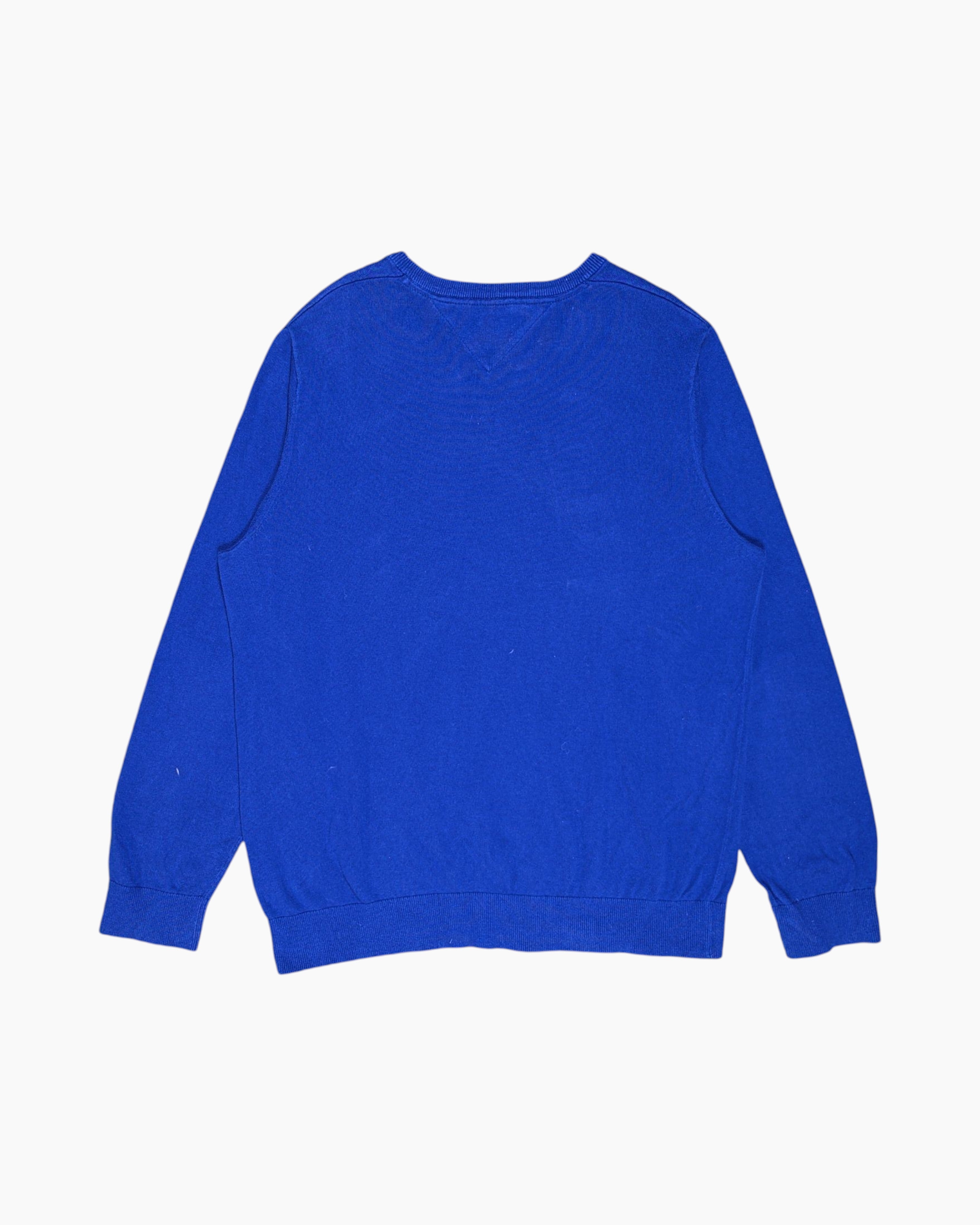 Back Pre-owned Tommy Hilfiger Pullover Sweater – Blue V-neck (XL)