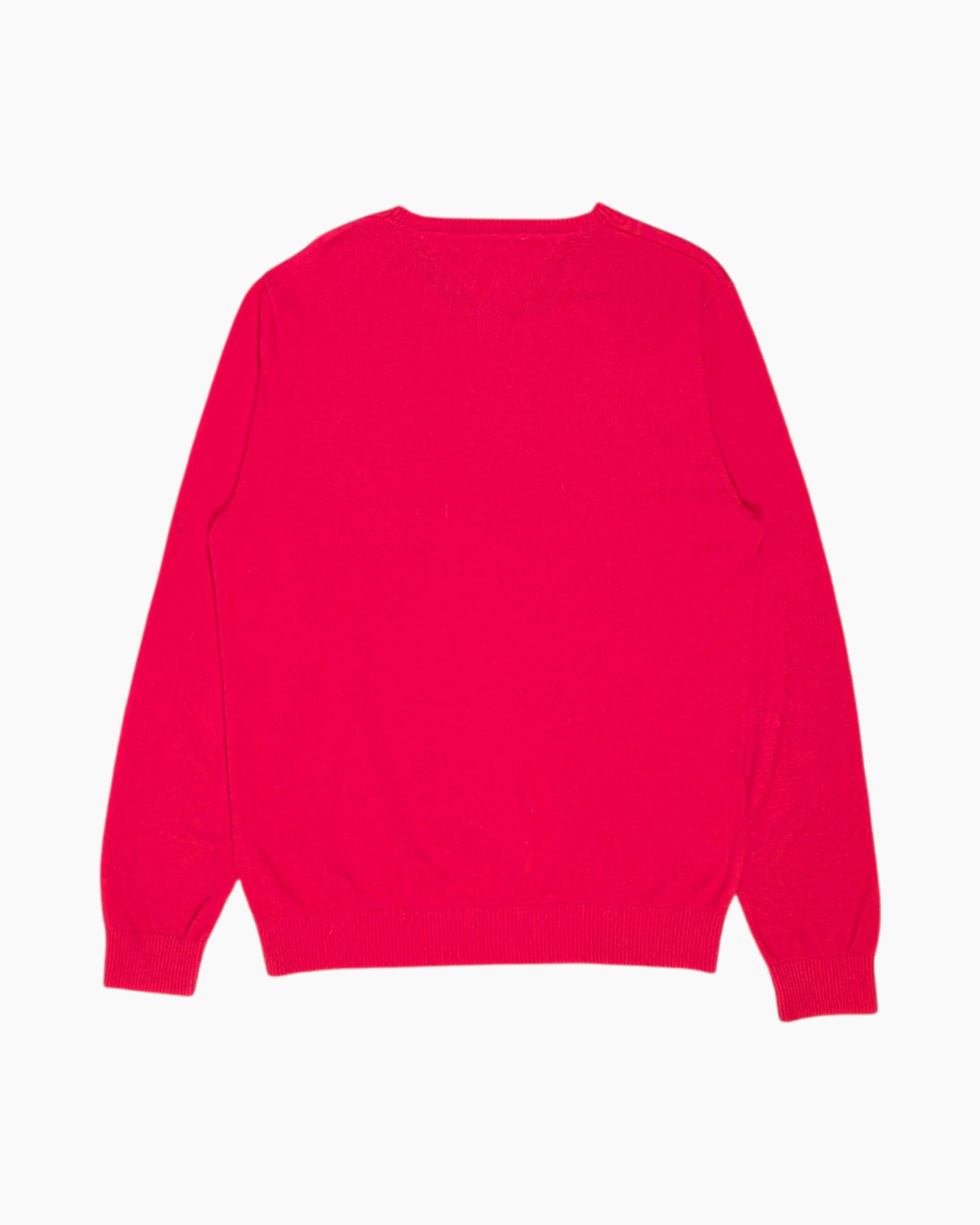 Back Pre-owned Tommy Hilfiger Pullover Sweater – Red V‑Neck