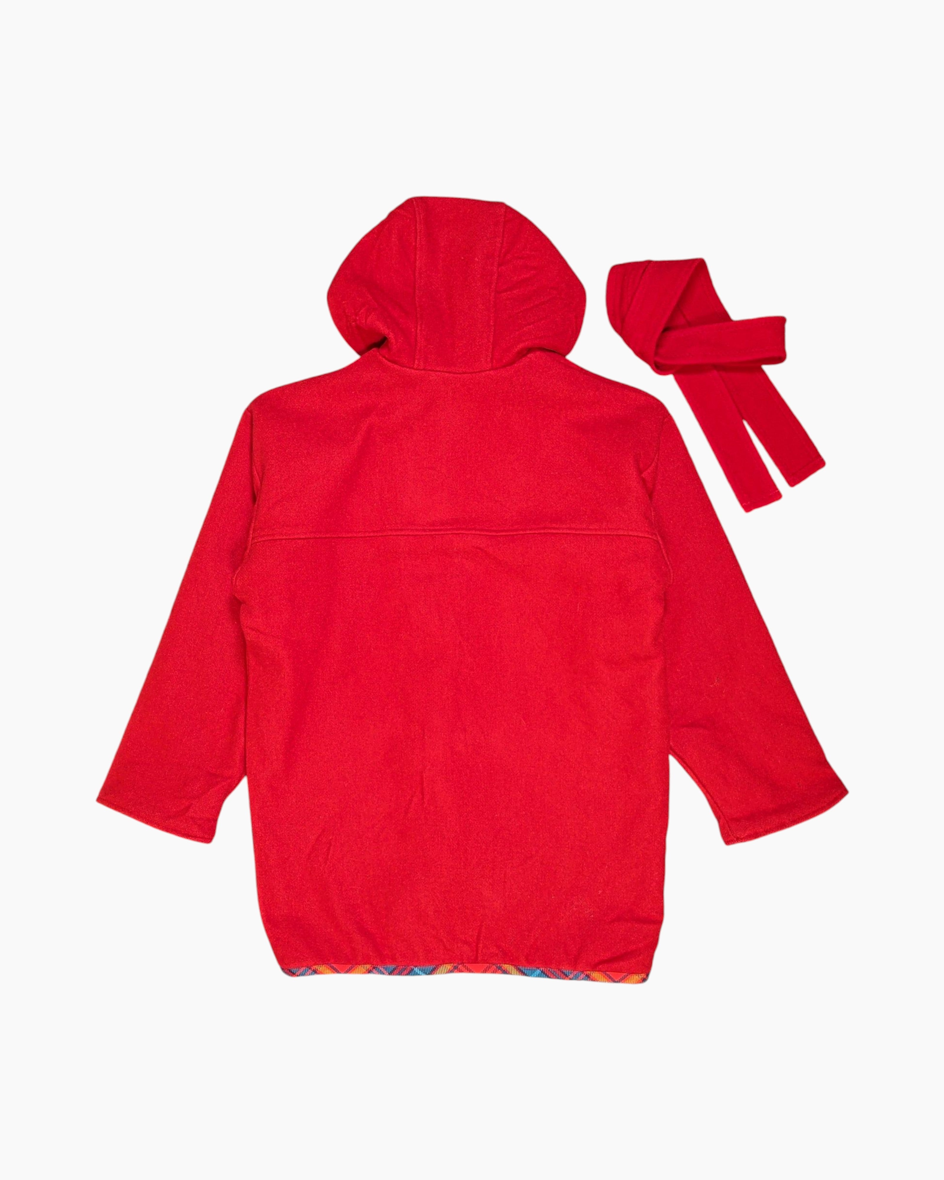 Back Vintage 60s/70s Unknown Duffle Coat – Red Tartan Trim