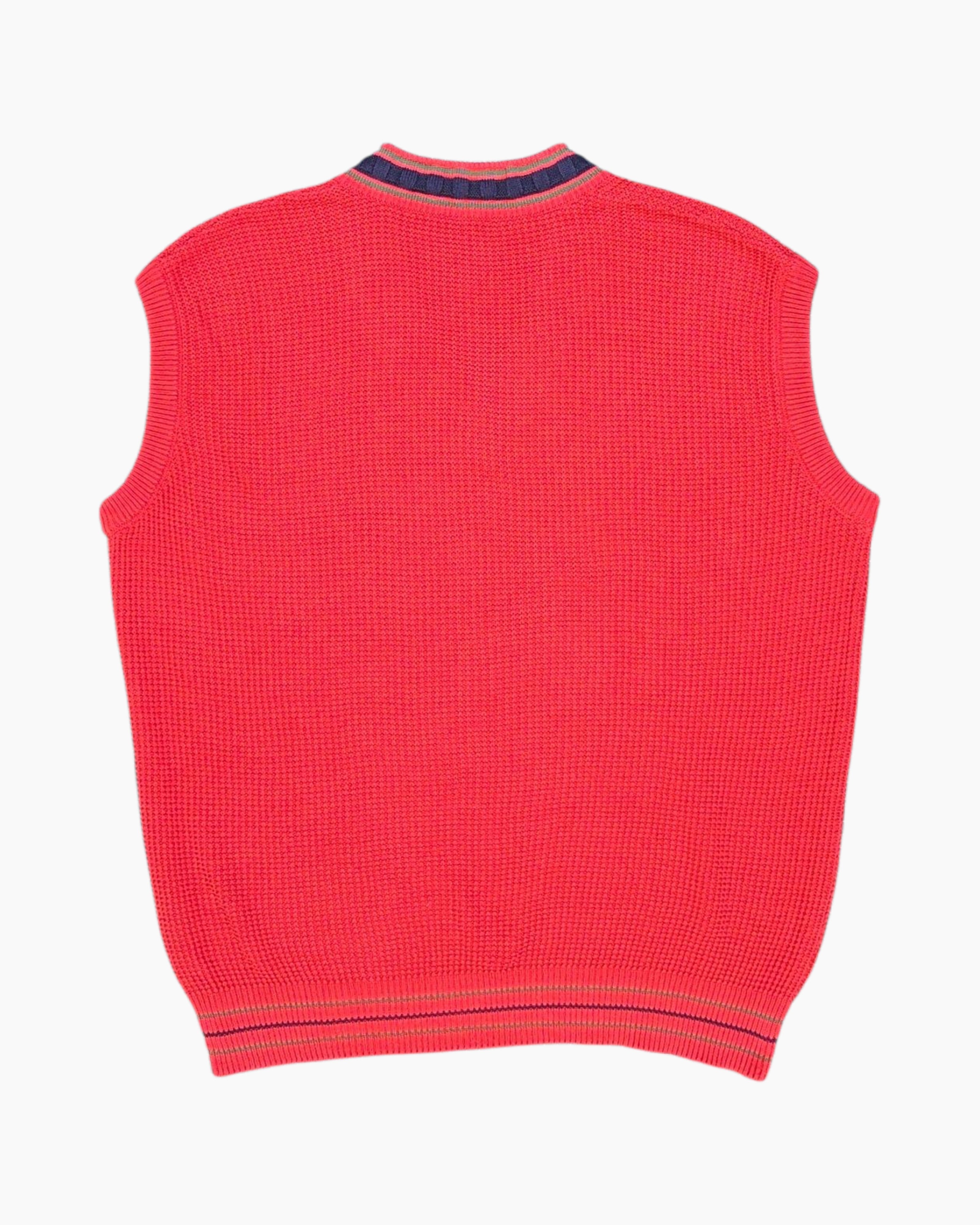 Back Vintage 80s/90s Unknown Knit Sweater Vest – Red Cricket Stripe