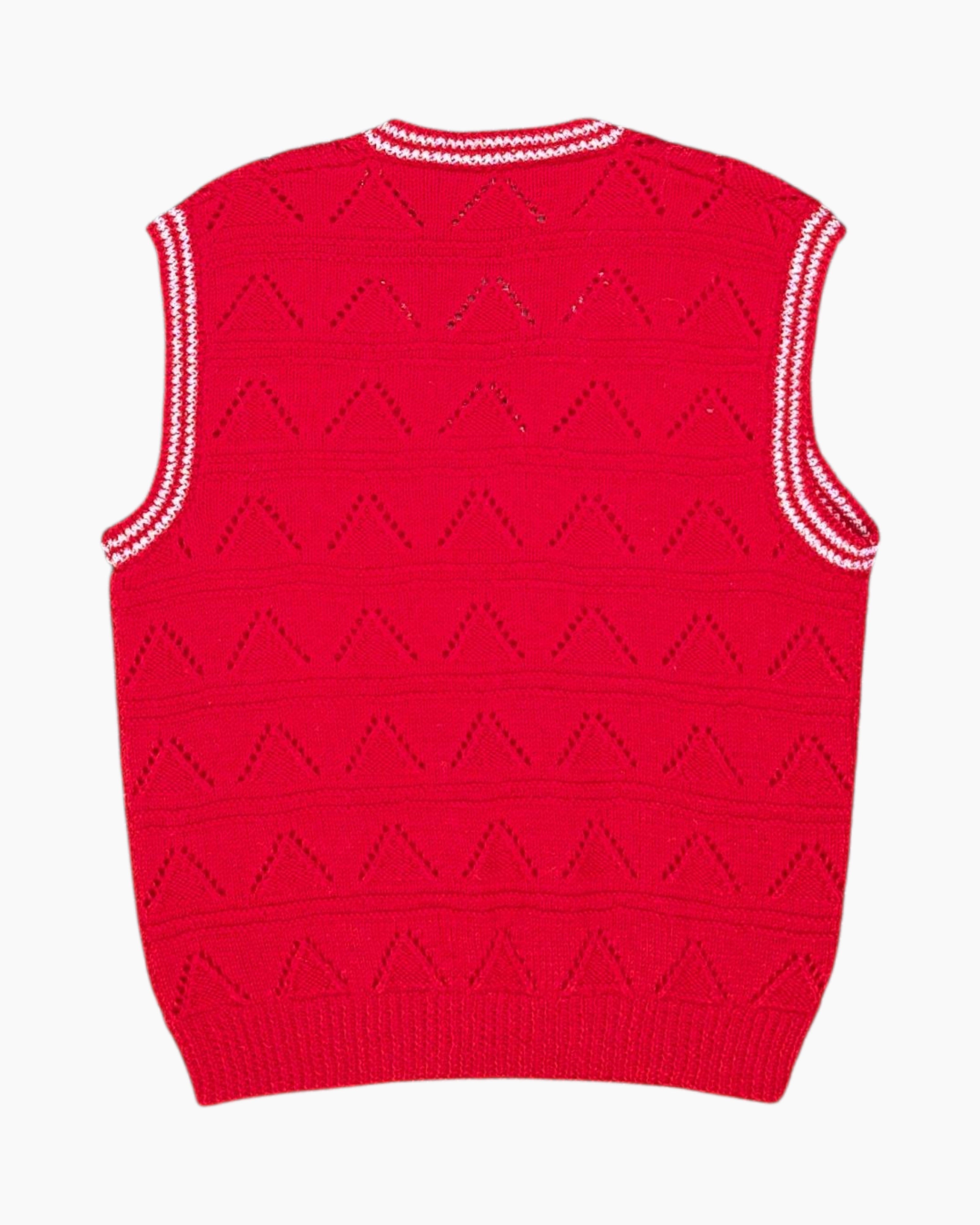 Back Vintage 70s/80s Unknown Pullover Sweater Vest – Red Pointelle Chevron