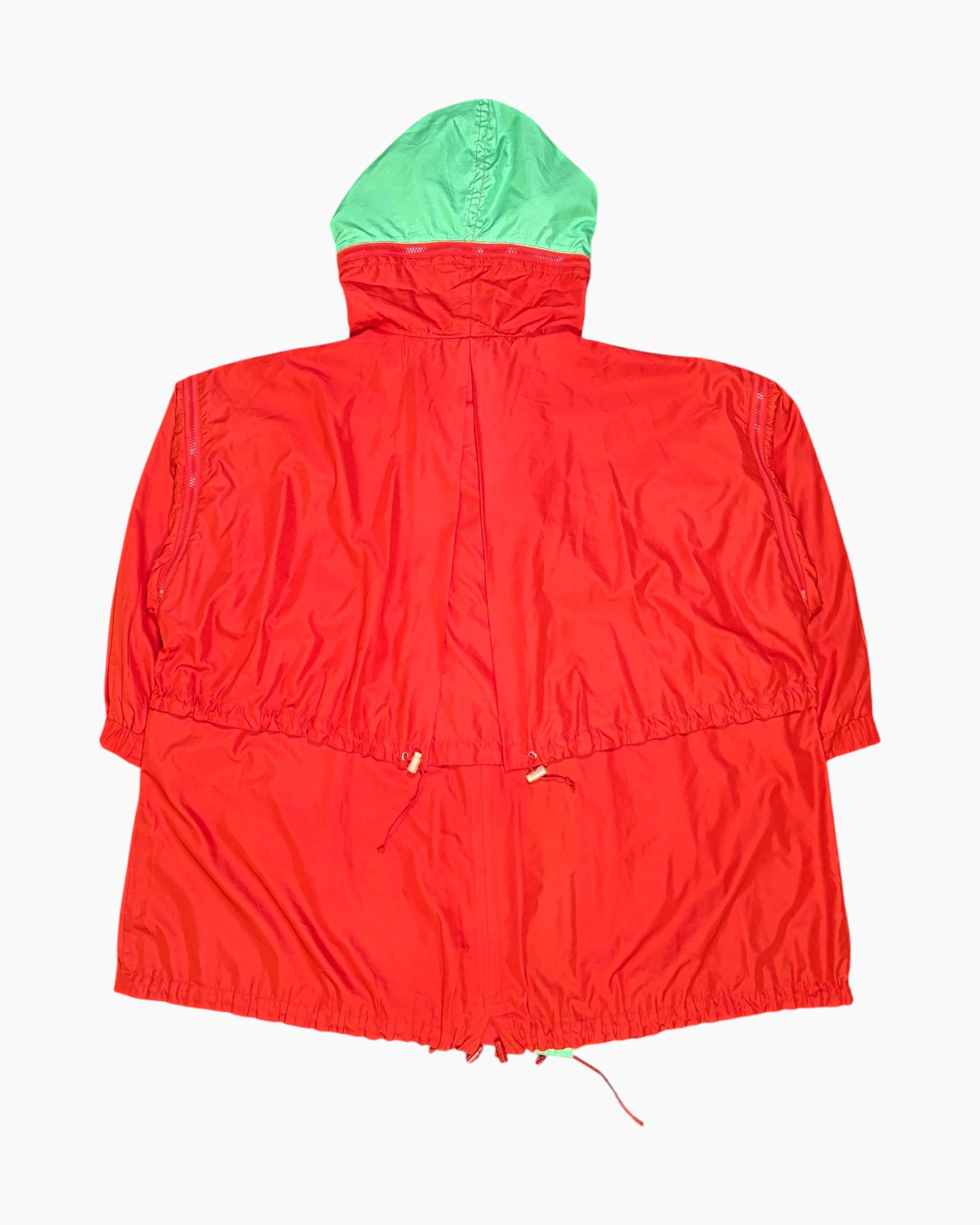 Back Vintage 80s/90s Unknown Windbreaker Jacket – Red Neon Colorblock