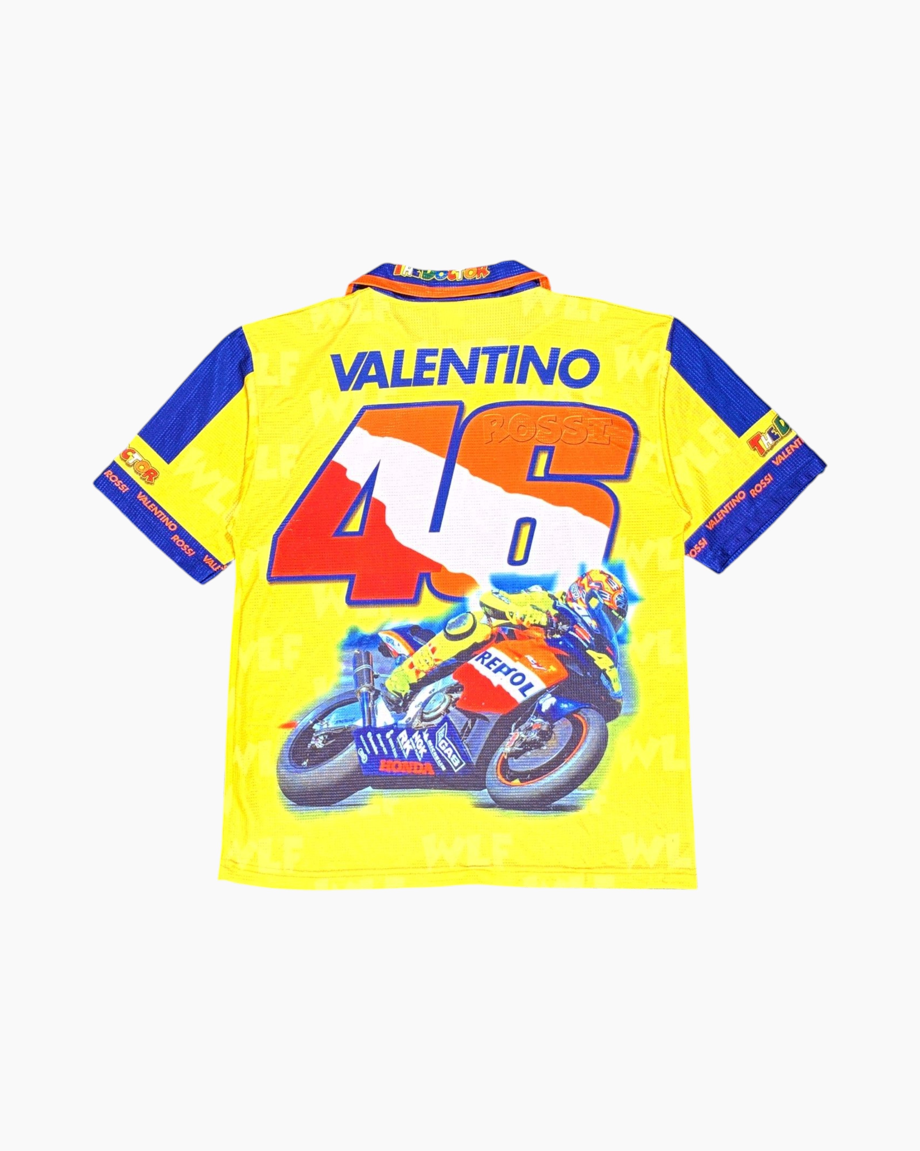 Back Vintage Y2K VALENTINO ROSSI Graphic T-Shirt – Neon Yellow Repsol 46