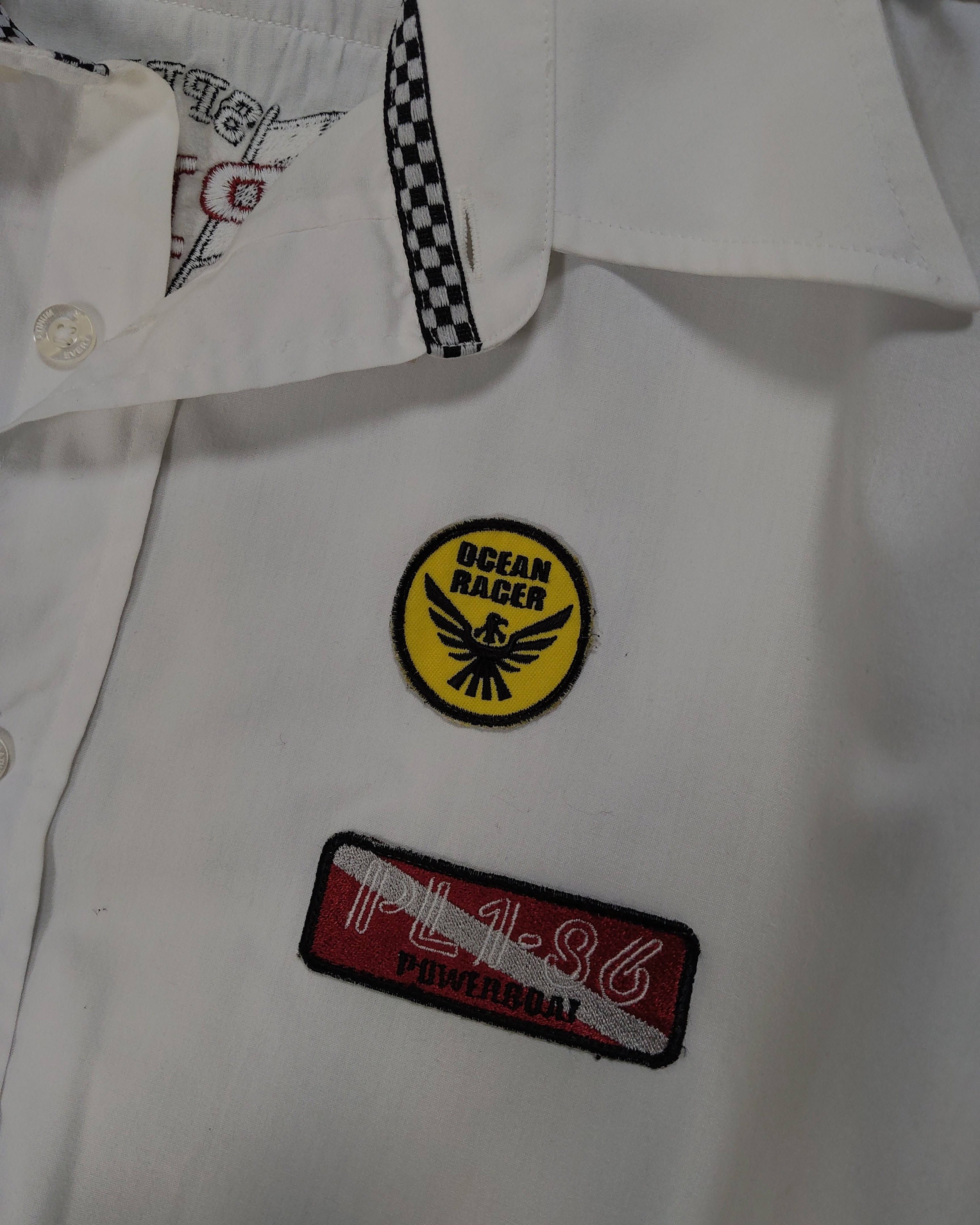 Extra-1 Vintage 90s/2000s PLATINUM EVERYWEAR Button-Down Shirt – White Racing Patches