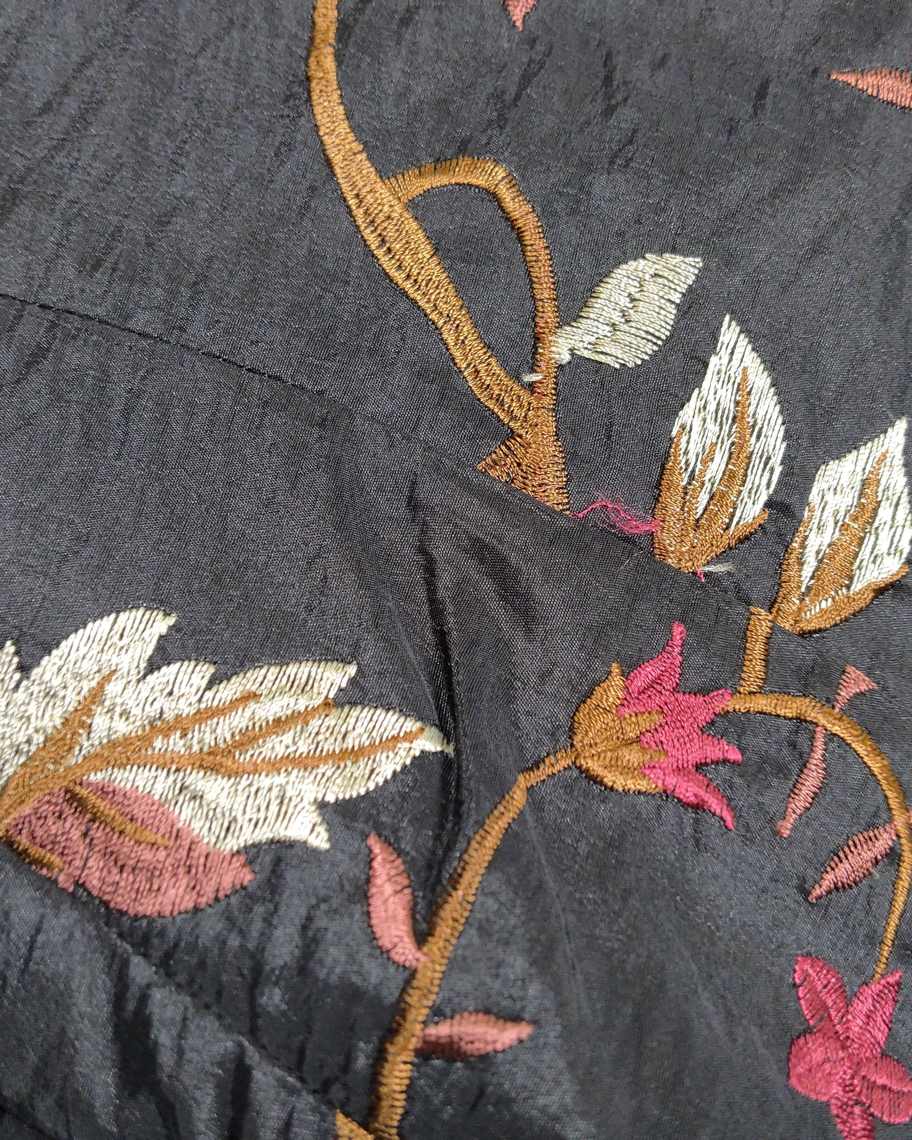 Extra-1 Vintage 80s/90s Unknown Bomber Jacket – Floral Embroidered Crop