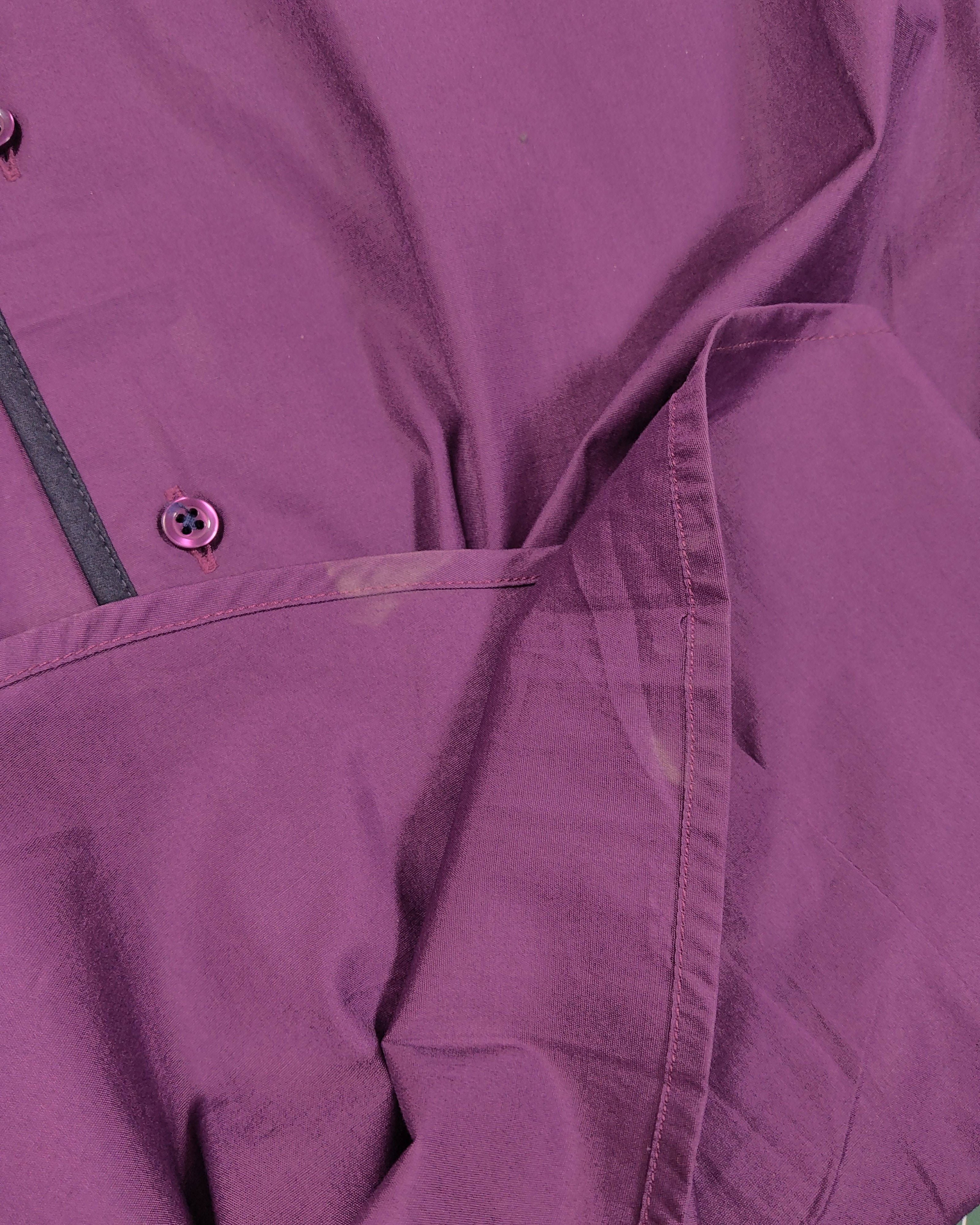 Extra-2 Pre-owned STANLEY & MORGAN Button-Down Shirt – Purple Contrast Trim