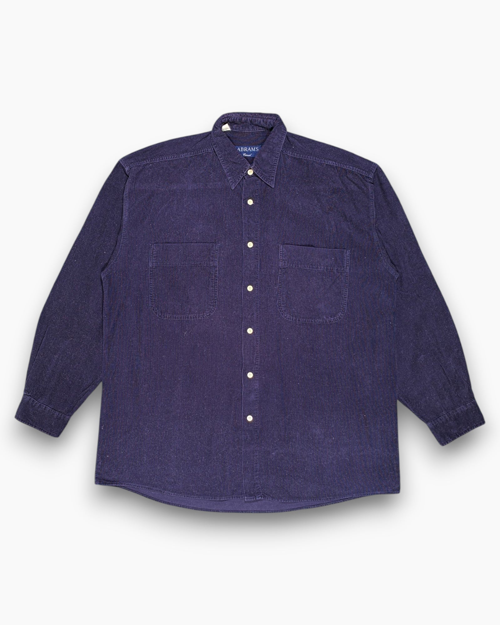 Front Vintage 80s/90s ABRAMS Button-Down Shirt – Navy Corduroy