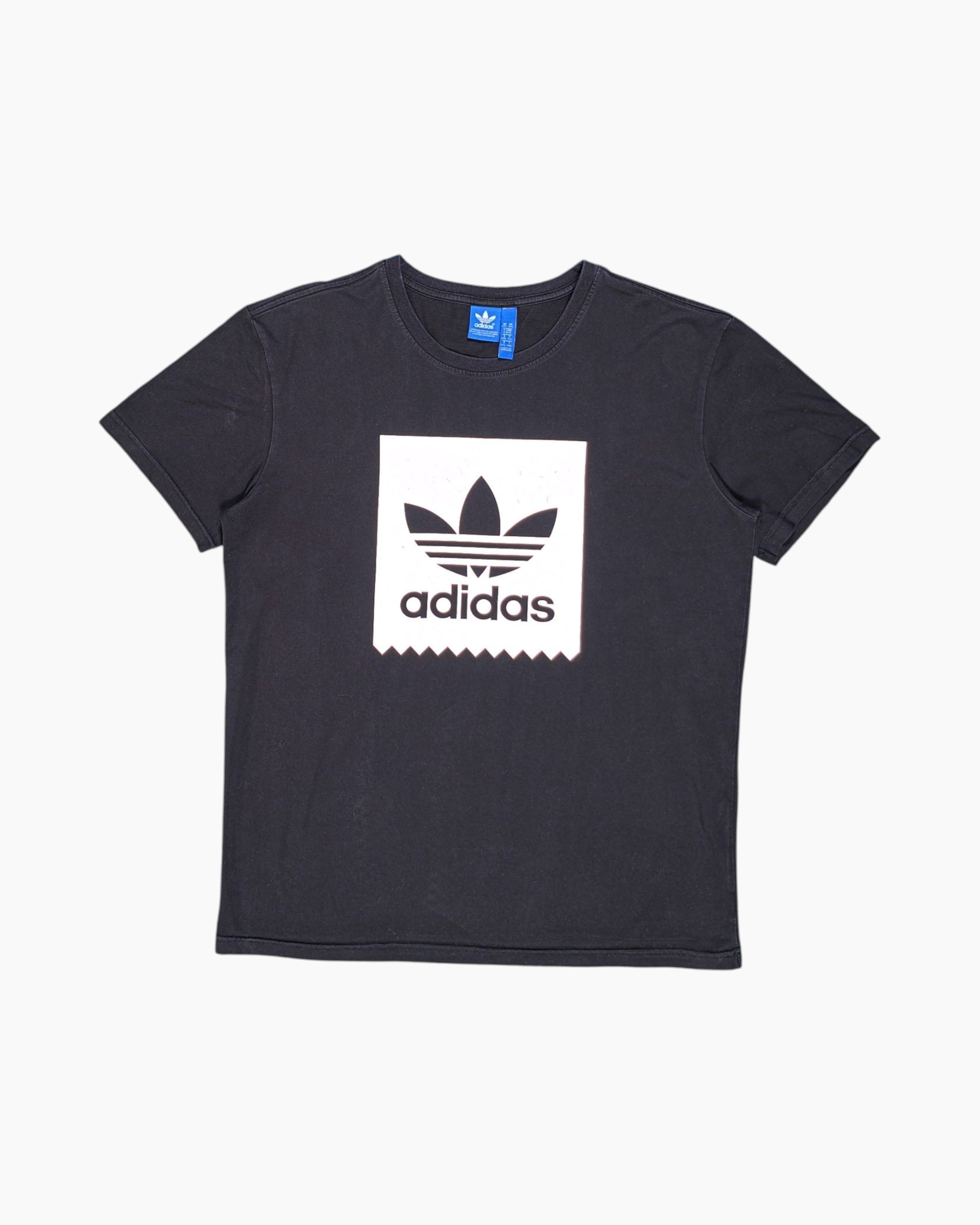 Front Pre-owned adidas Graphic T-Shirt – Black Trefoil Box Logo